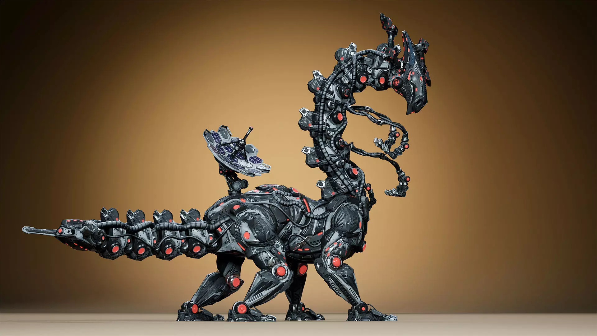 Sci-Fi Dino Long-Neck Low-poly 3D model_9