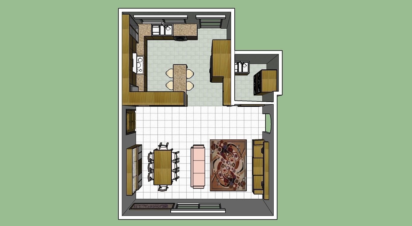 German style Kitchen with dining and living room plus LCD set 3D model_10