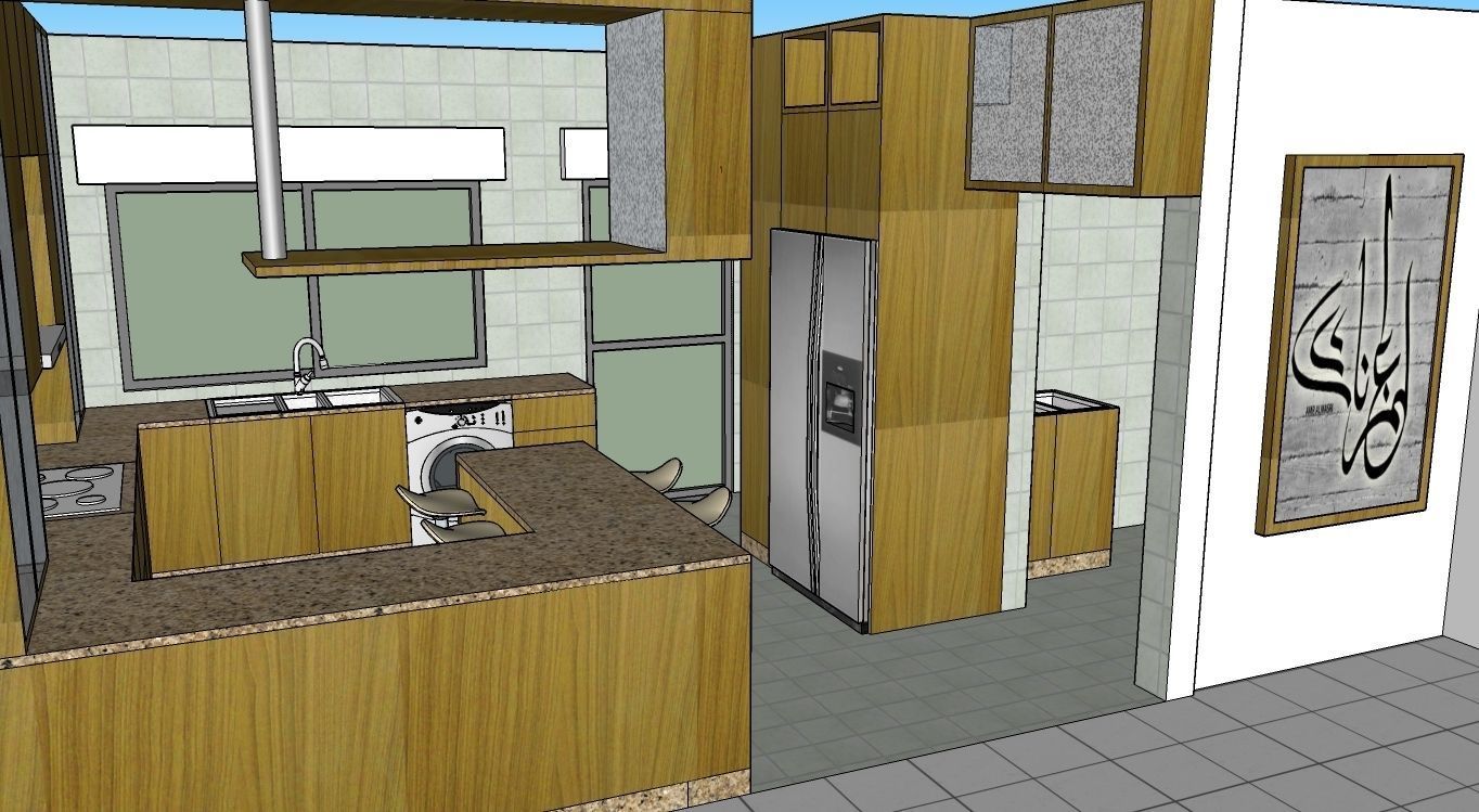 German style Kitchen with dining and living room plus LCD set 3D model_6