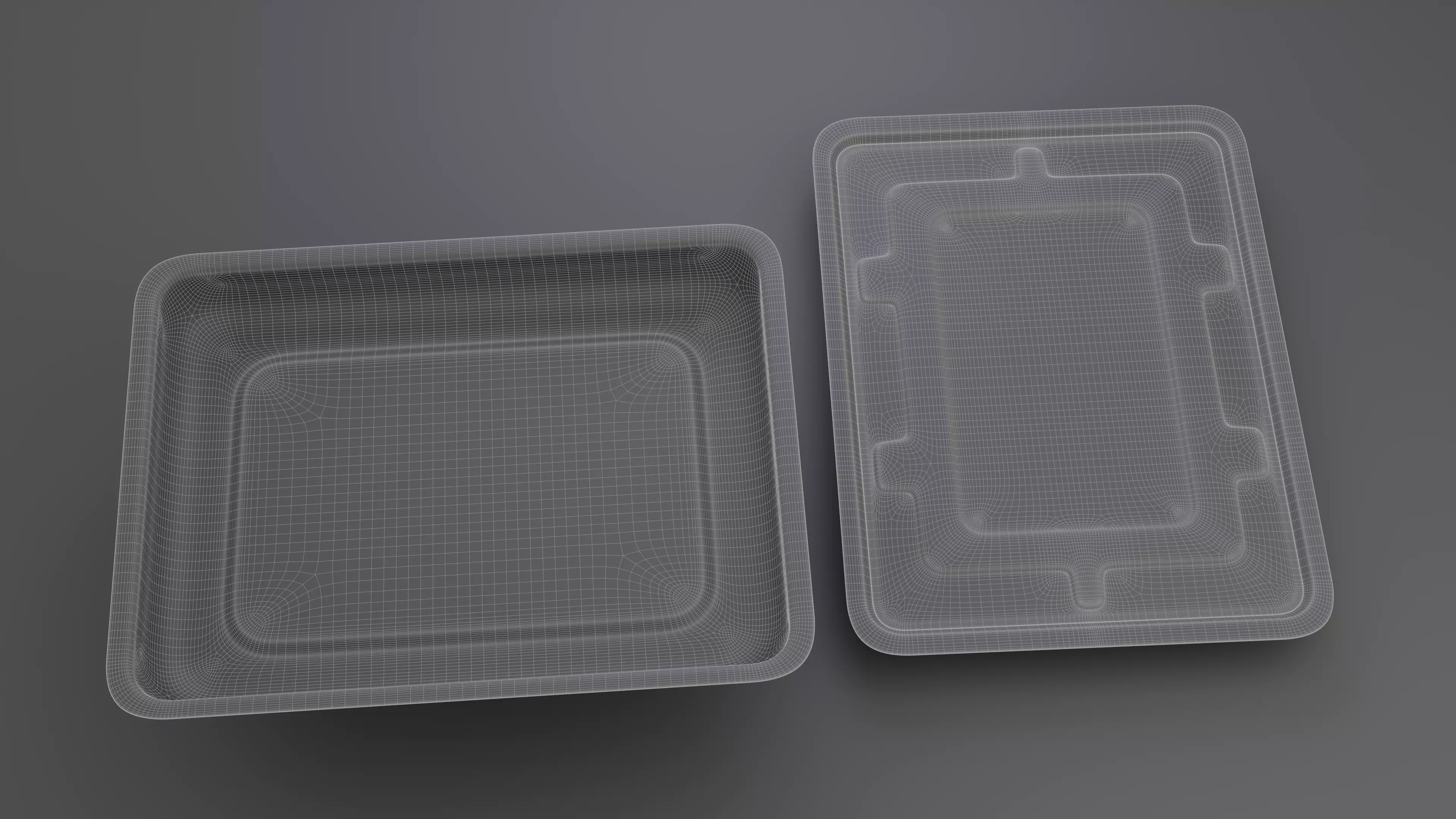 Rectangular Stainless Steel Medical Tray with Lid 3D model_7
