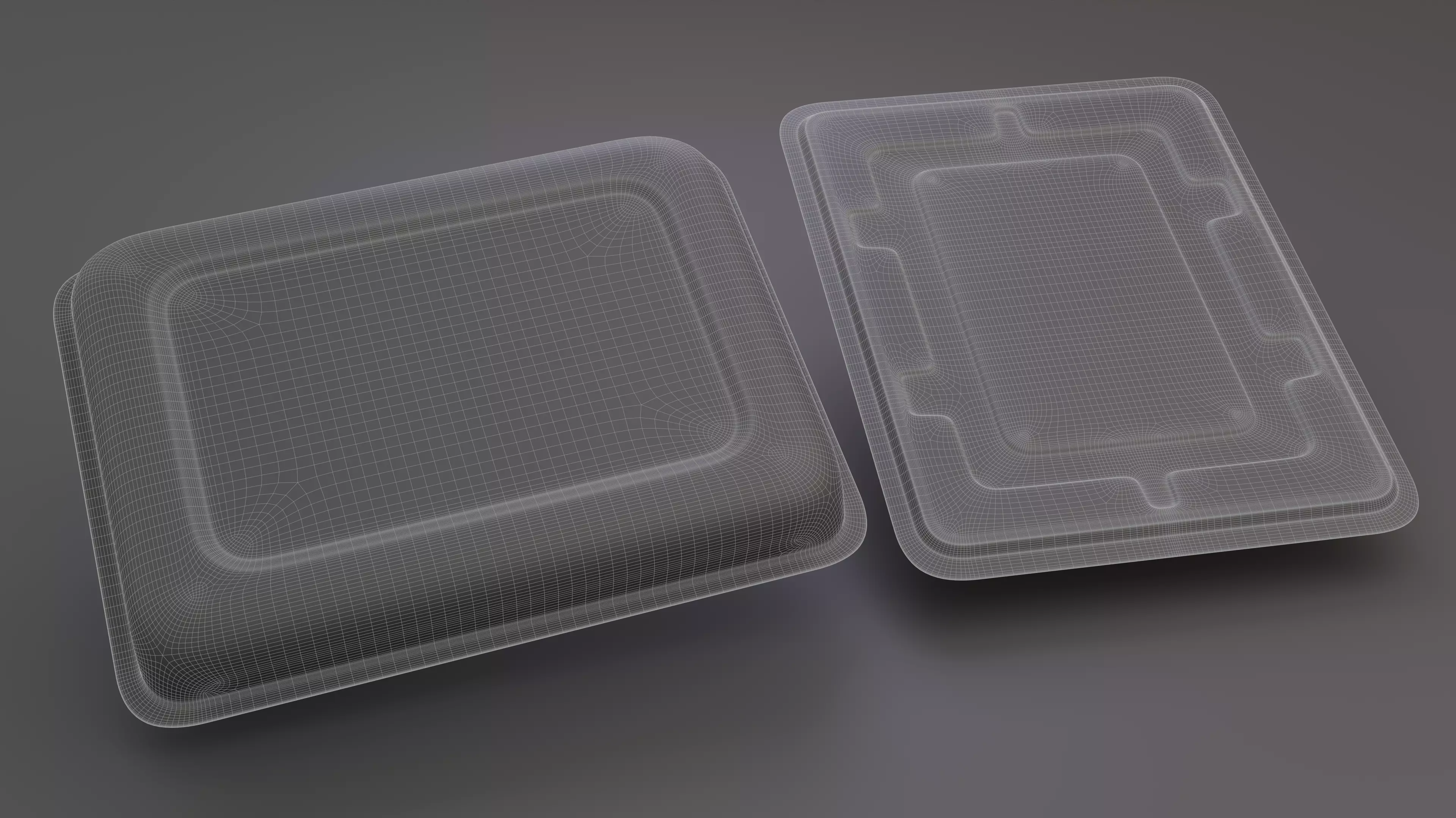 Rectangular Stainless Steel Medical Tray with Lid 3D model_6