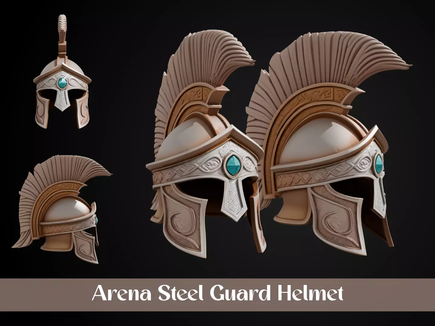 Stylized Gladiator Helmet - Arena Steel Guard 3D print model_0