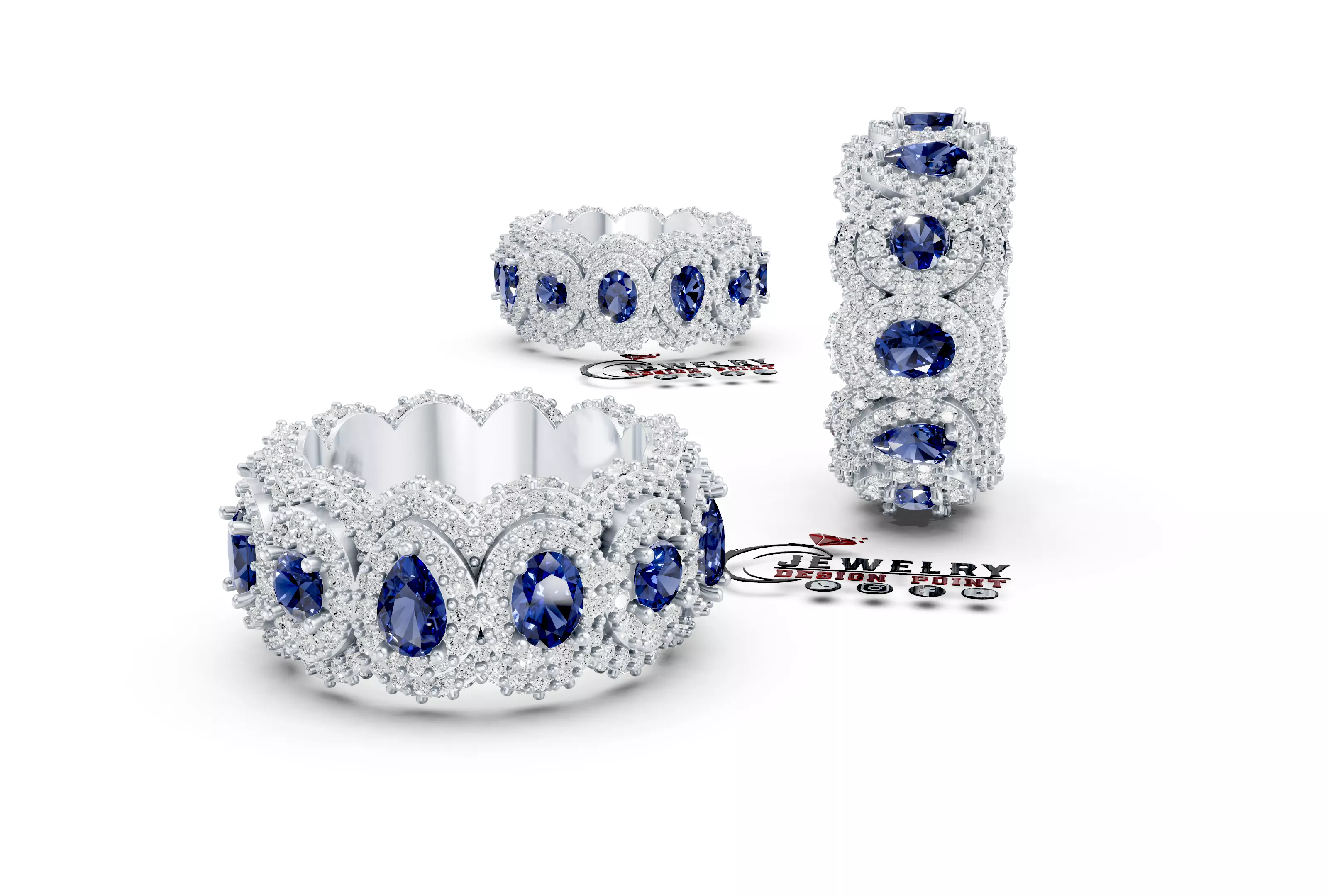 Custom Facny Pointer Diamond Eternity Ring Wedding Band 3D print model