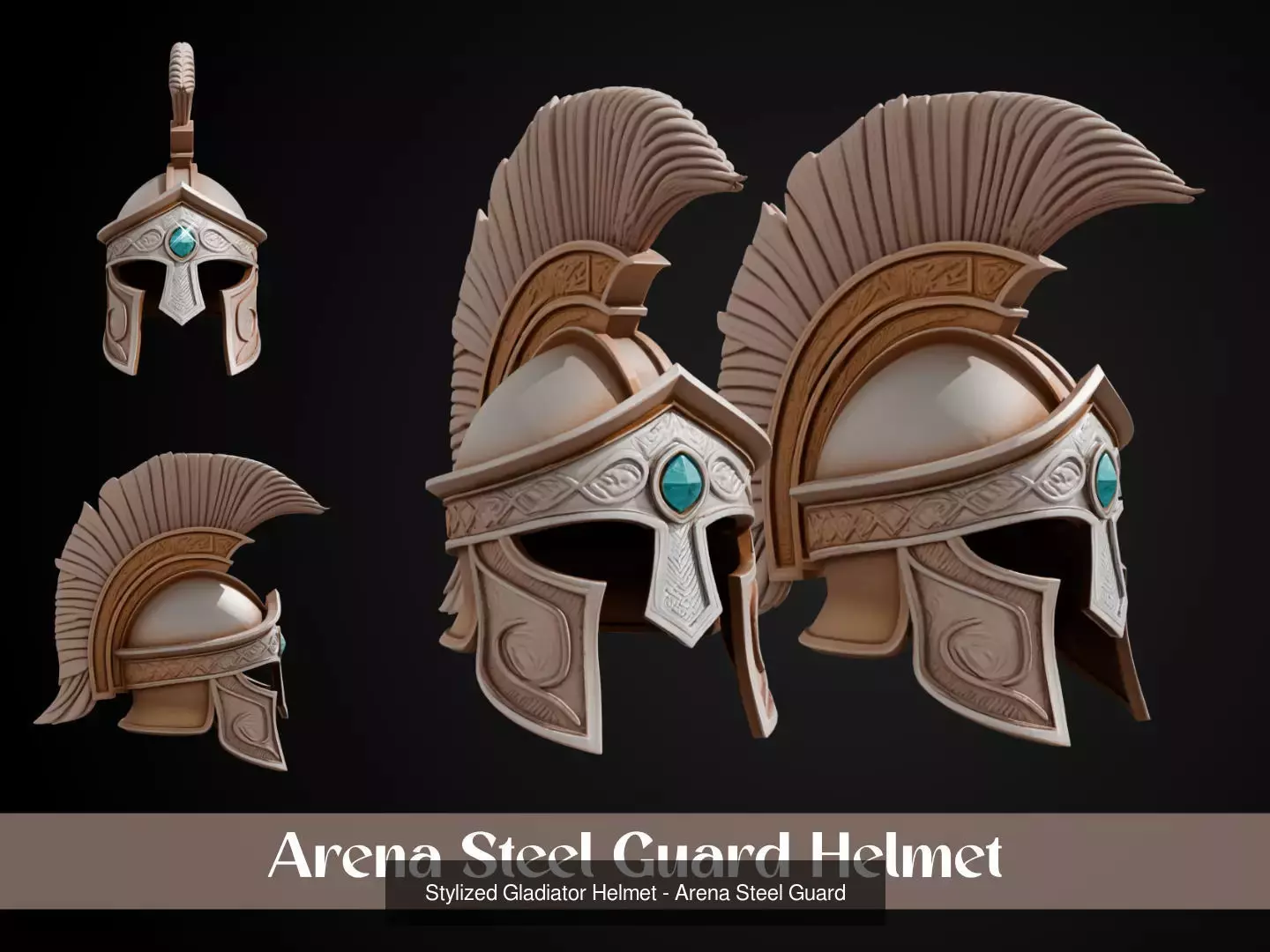 Stylized Gladiator Helmet Pack 3D Model Collection_10