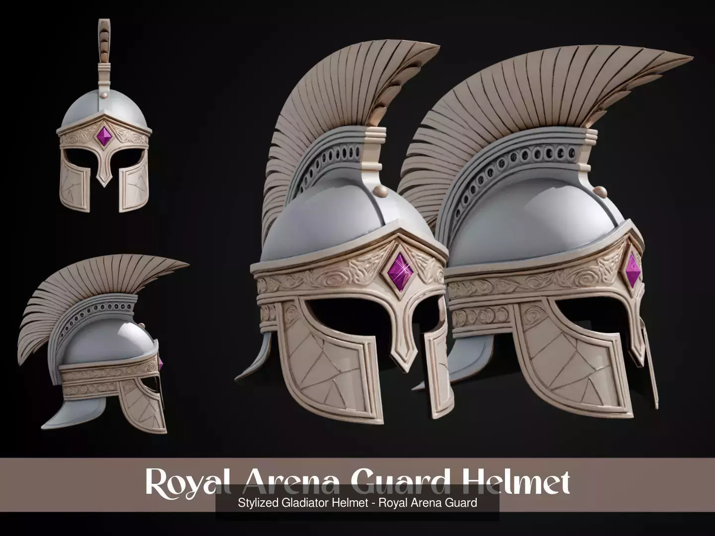 Stylized Gladiator Helmet Pack 3D Model Collection_8
