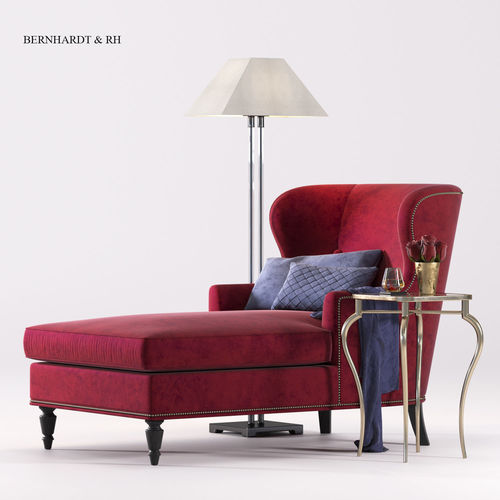 BERNHARDT Nadine Chaise and RH lamp 3D model