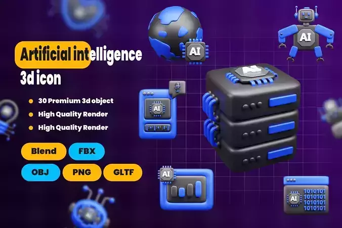 Artificial intelligence 3d Icon Pack 2