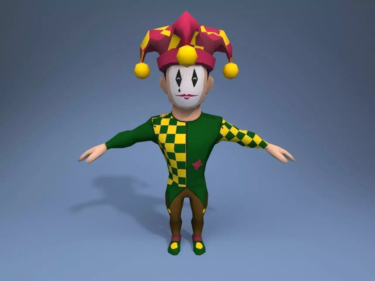 Medieval Joker Low-poly 3D model_0