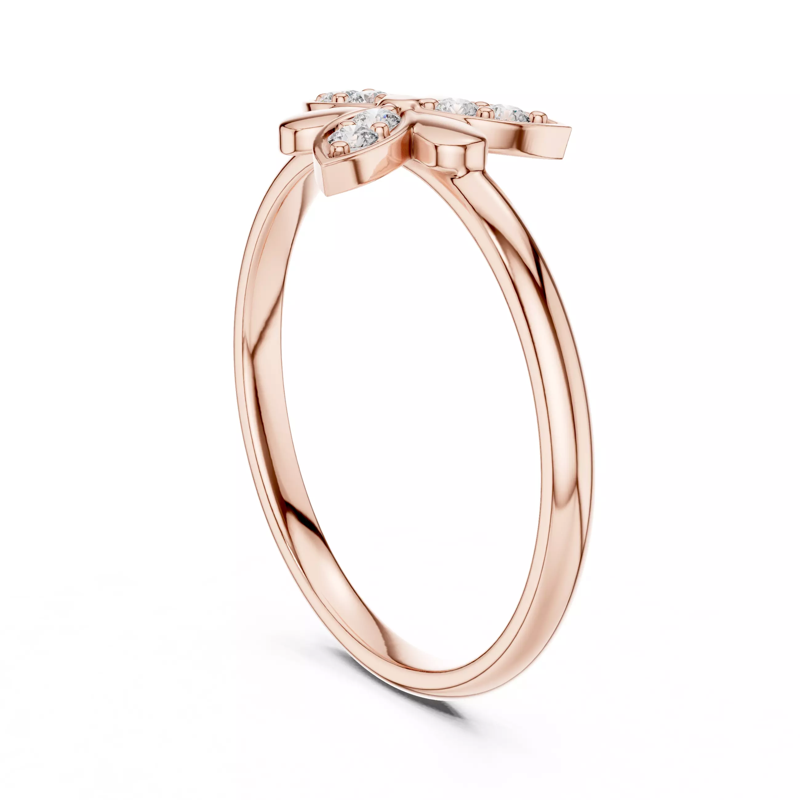 Three Leaf Round Diamond Engagement Wedding Ring 3DM STL Video 3D print model_3