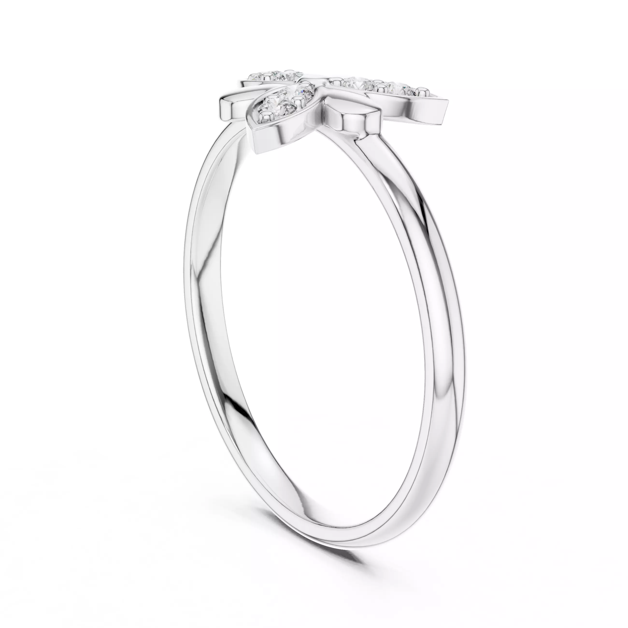 Three Leaf Round Diamond Engagement Wedding Ring 3DM STL Video 3D print model_9