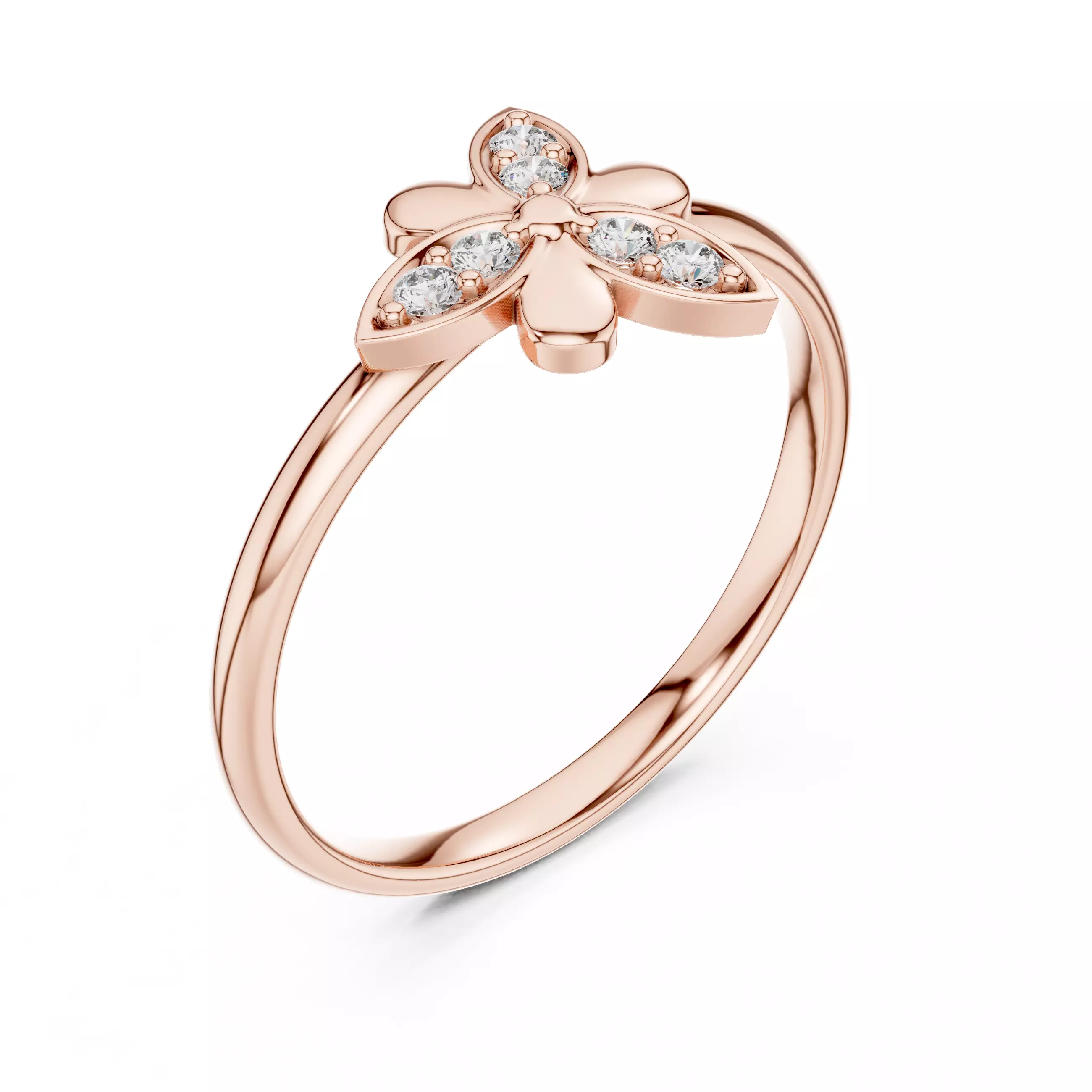 Three Leaf Round Diamond Engagement Wedding Ring 3DM STL Video 3D print model_4