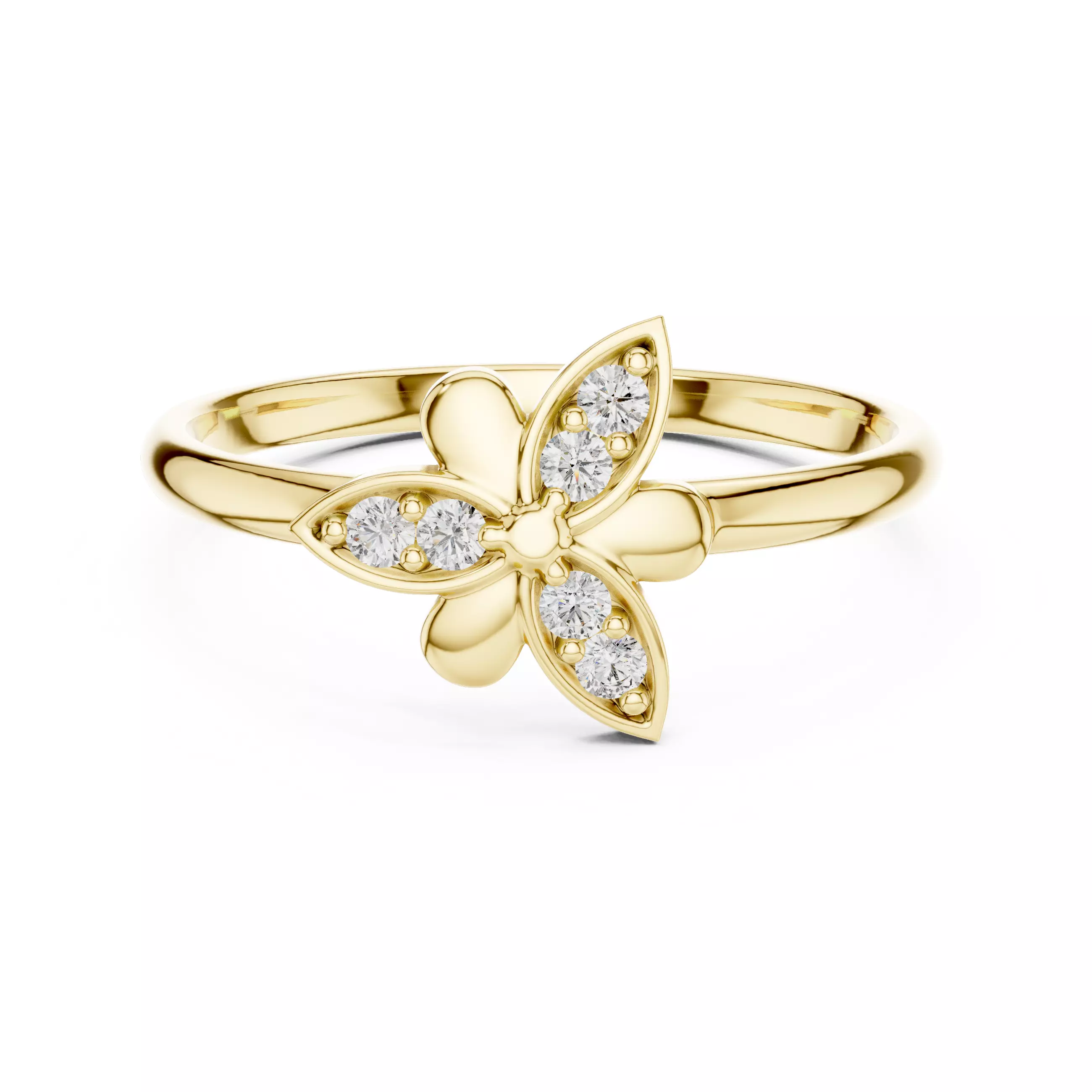 Three Leaf Round Diamond Engagement Wedding Ring 3DM STL Video 3D print model_1