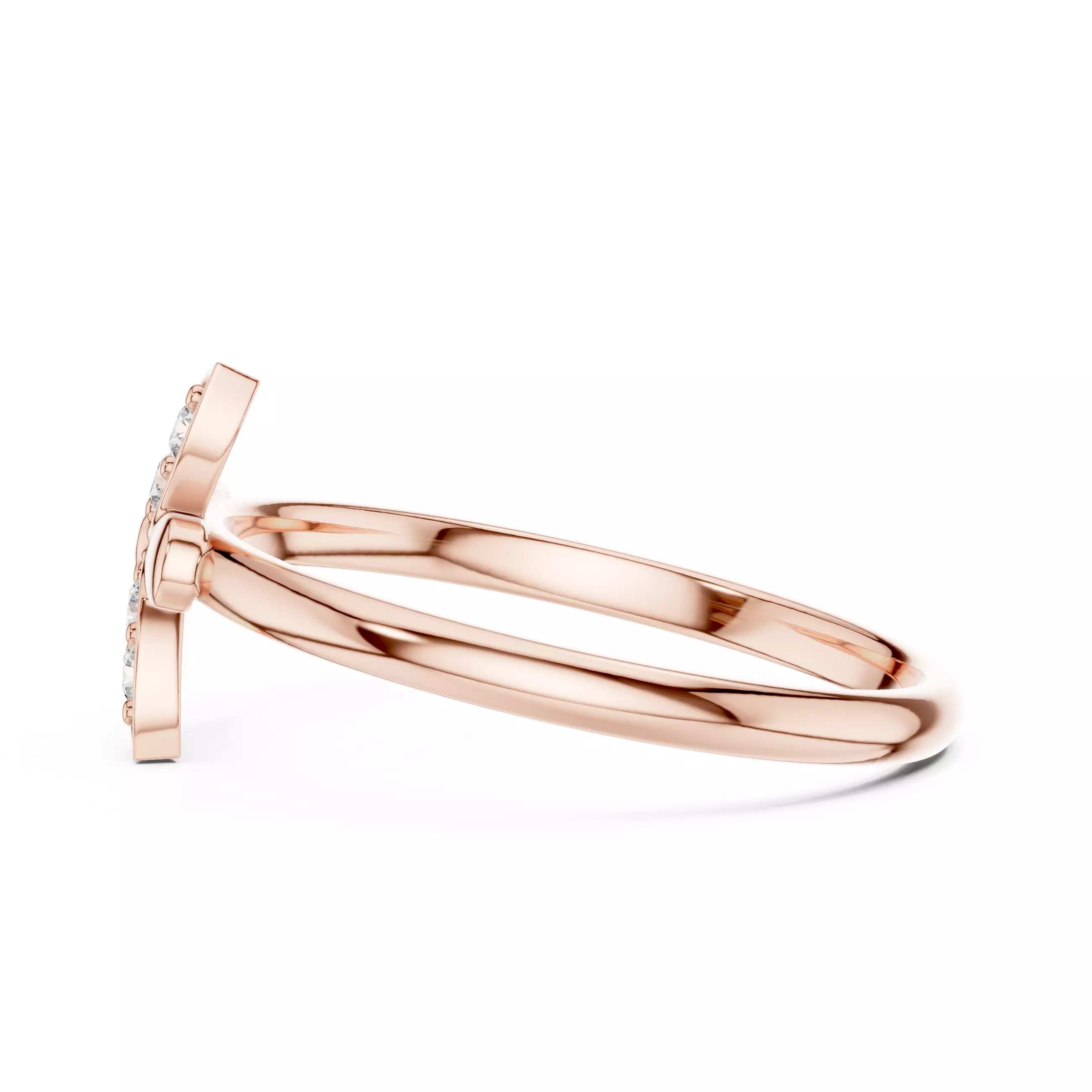 Three Leaf Round Diamond Engagement Wedding Ring 3DM STL Video 3D print model_5