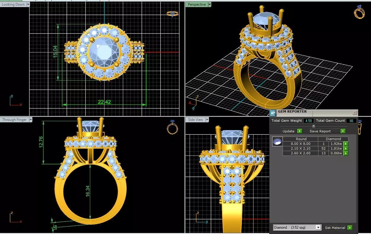 Diamond Ring 3D print model_3