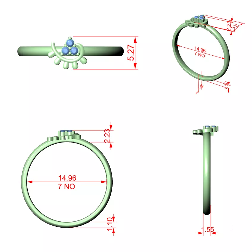 Three Stone Round Cut Diamond Engagement Woman Ring 3DMSTL Video 3D print model_12