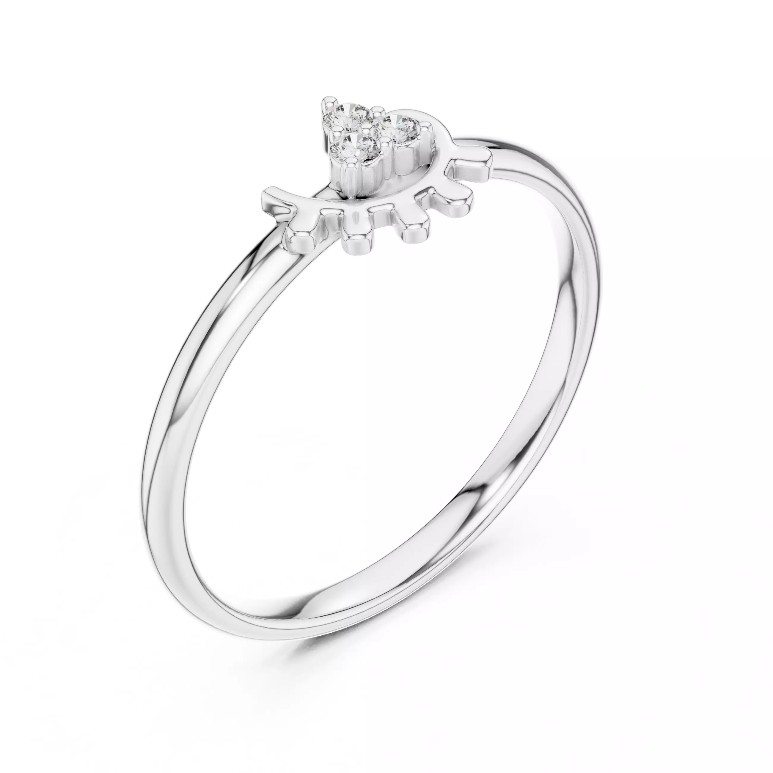 Three Stone Round Cut Diamond Engagement Woman Ring 3DMSTL Video 3D print model_10