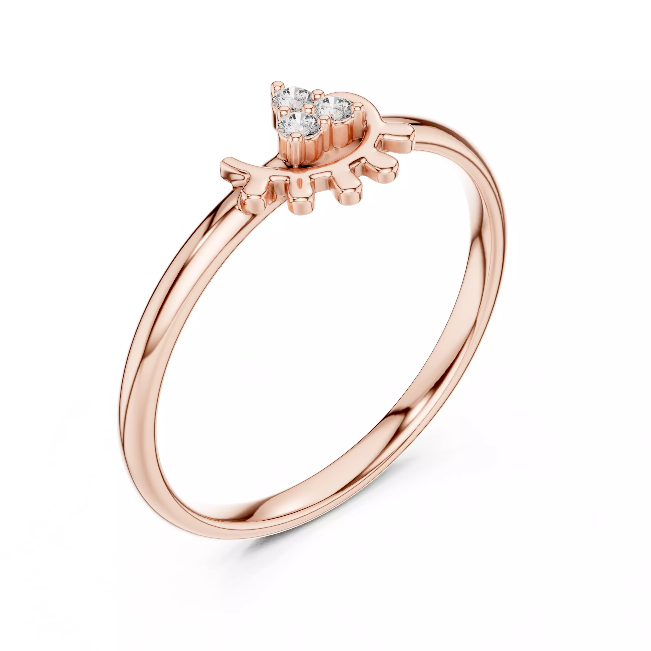 Three Stone Round Cut Diamond Engagement Woman Ring 3DMSTL Video 3D print model_4
