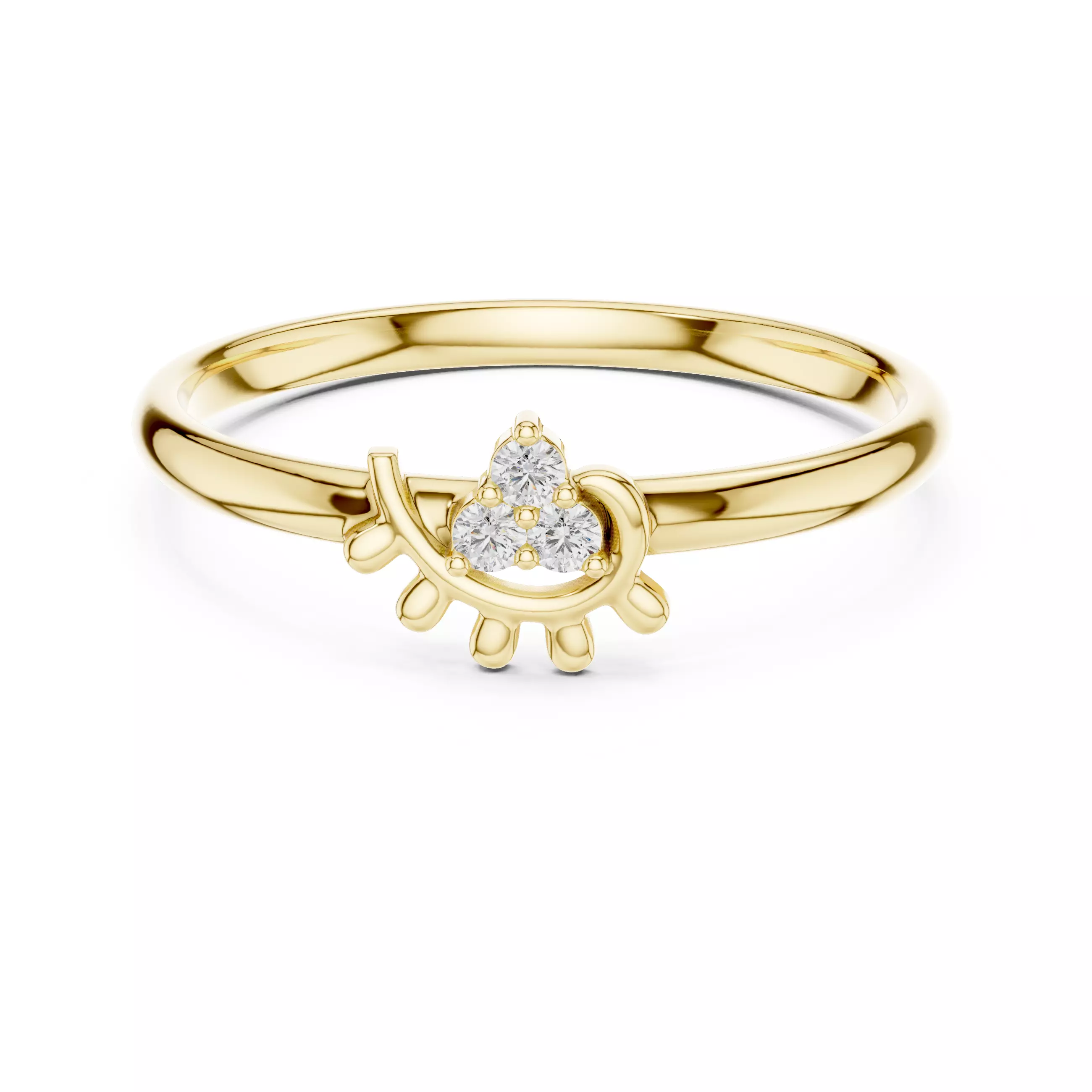 Three Stone Round Cut Diamond Engagement Woman Ring 3DMSTL Video 3D print model_1