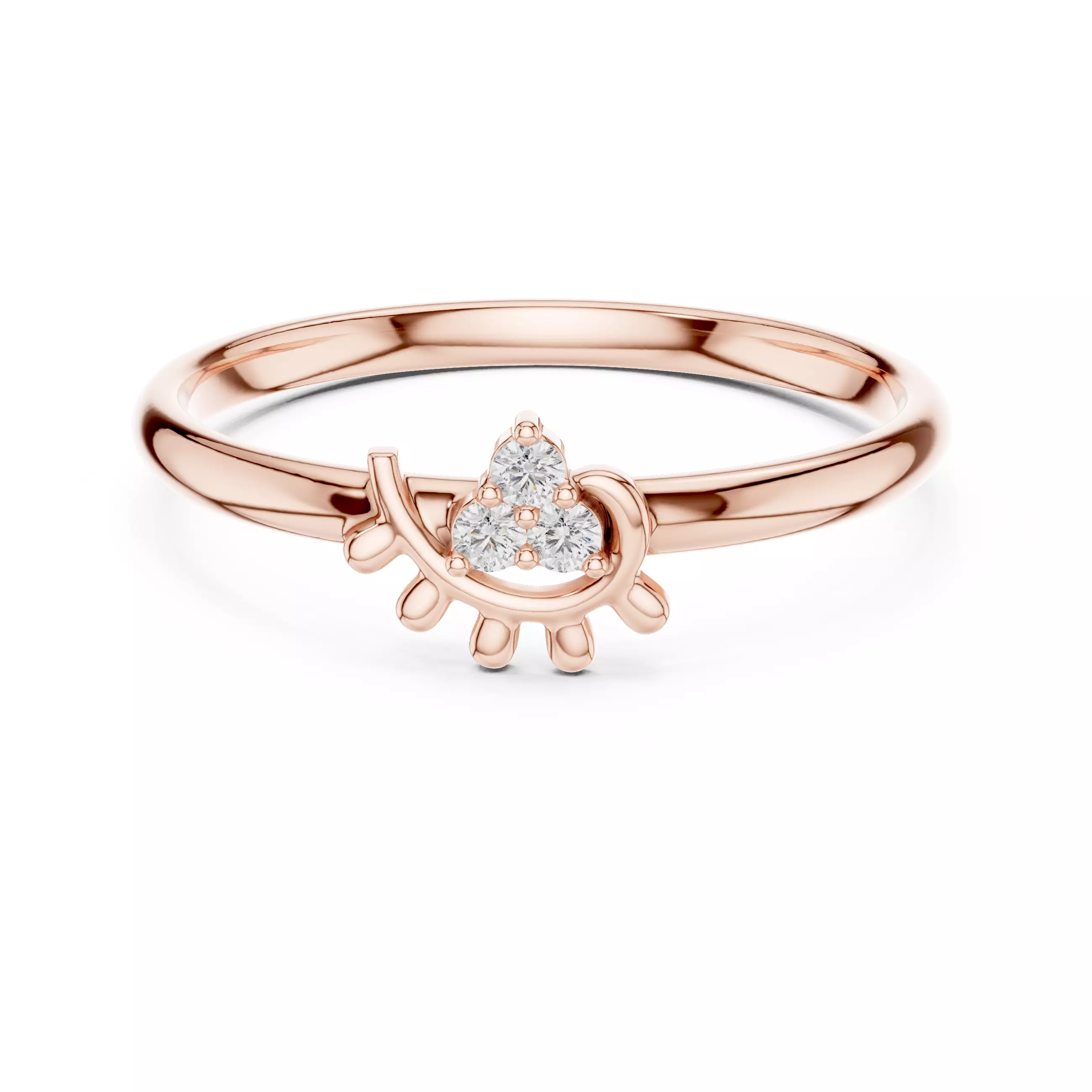 Three Stone Round Cut Diamond Engagement Woman Ring 3DMSTL Video 3D print model_0