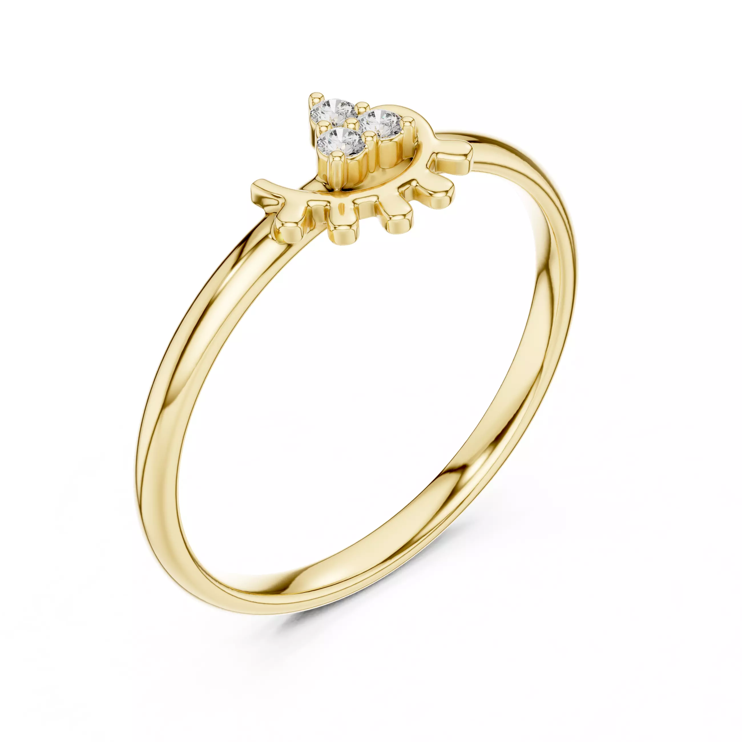 Three Stone Round Cut Diamond Engagement Woman Ring 3DMSTL Video 3D print model_7