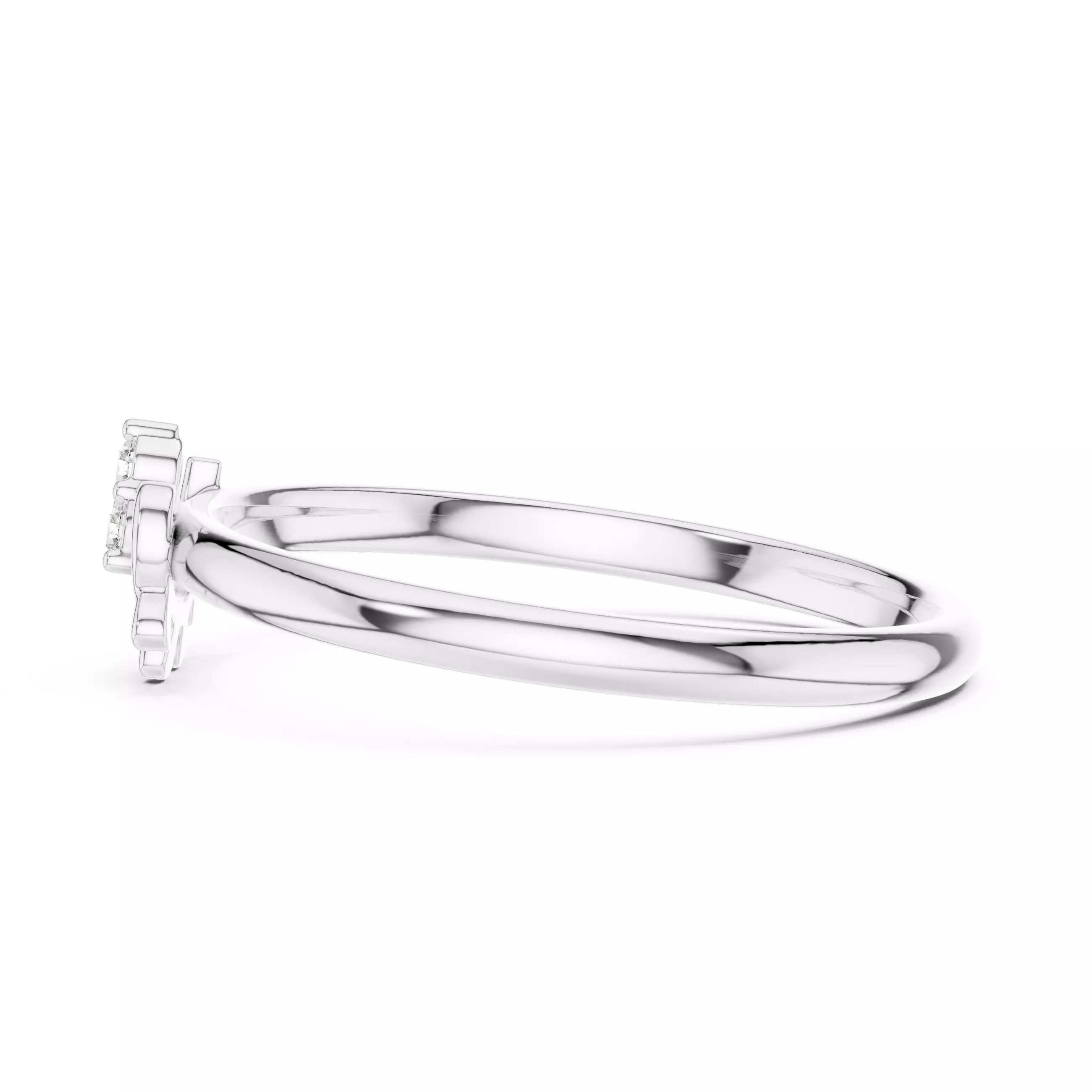 Three Stone Round Cut Diamond Engagement Woman Ring 3DMSTL Video 3D print model_11