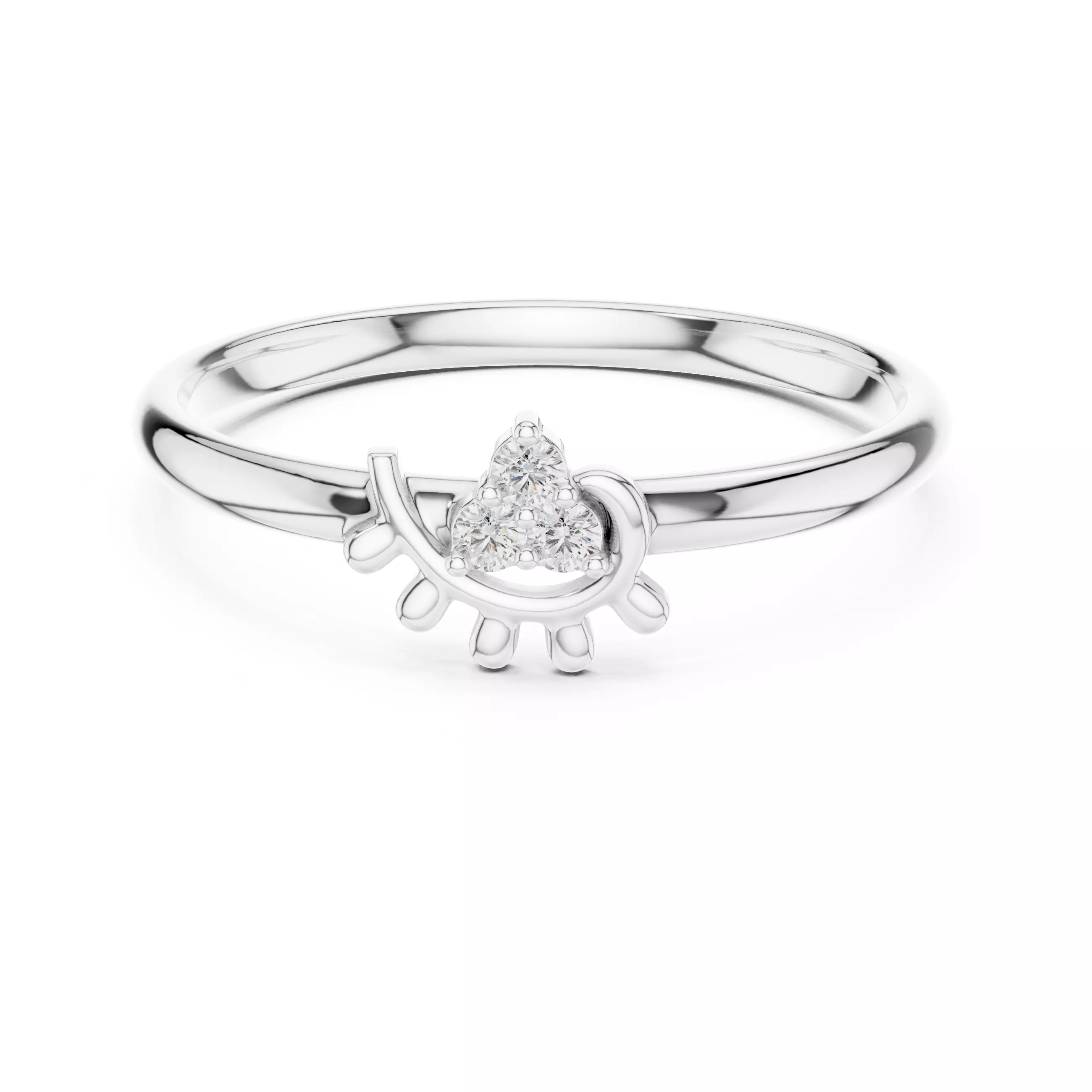 Three Stone Round Cut Diamond Engagement Woman Ring 3DMSTL Video 3D print model_2