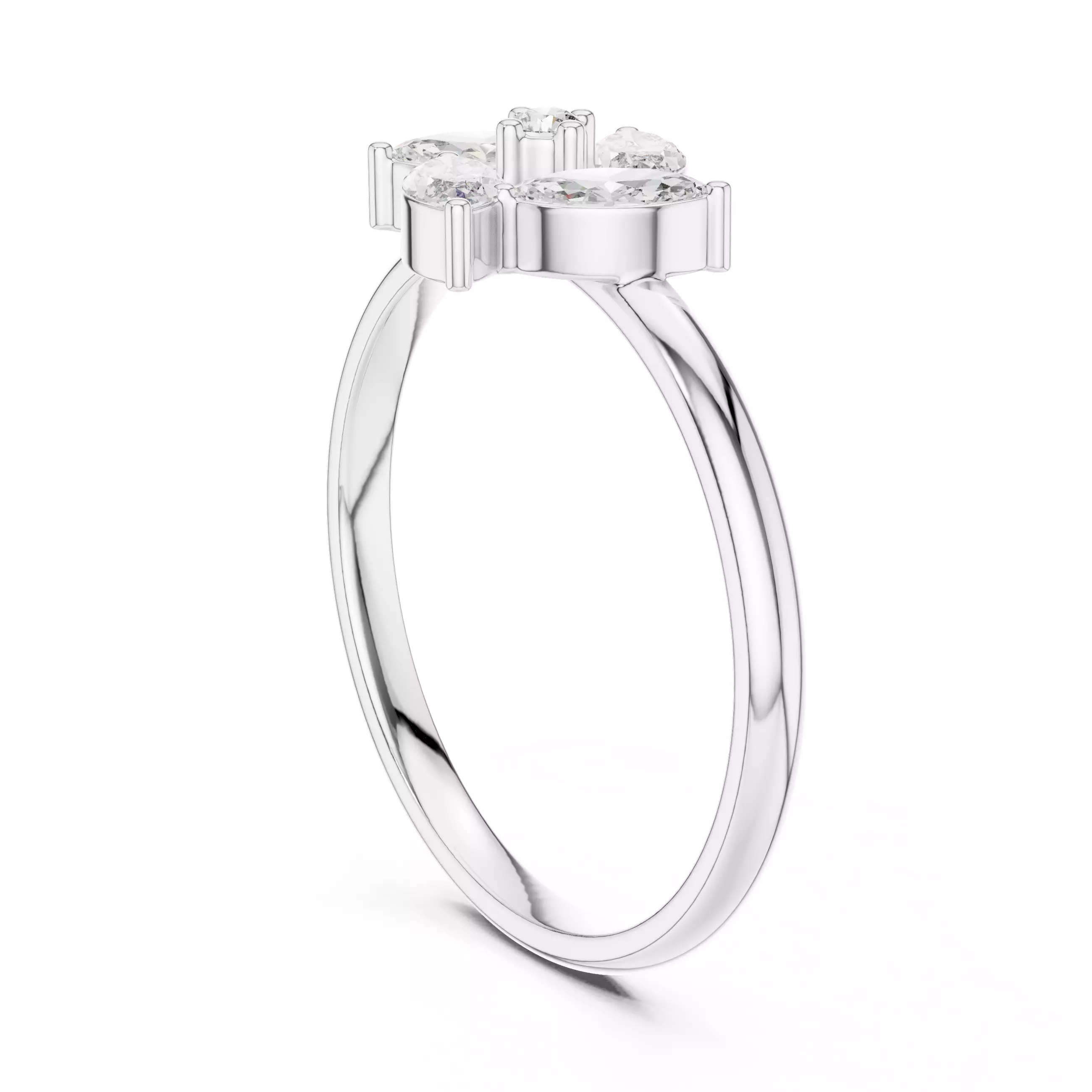  Marquise and Round Diamond Engagement Woman Ring 3DM STL Video 3D print model_9