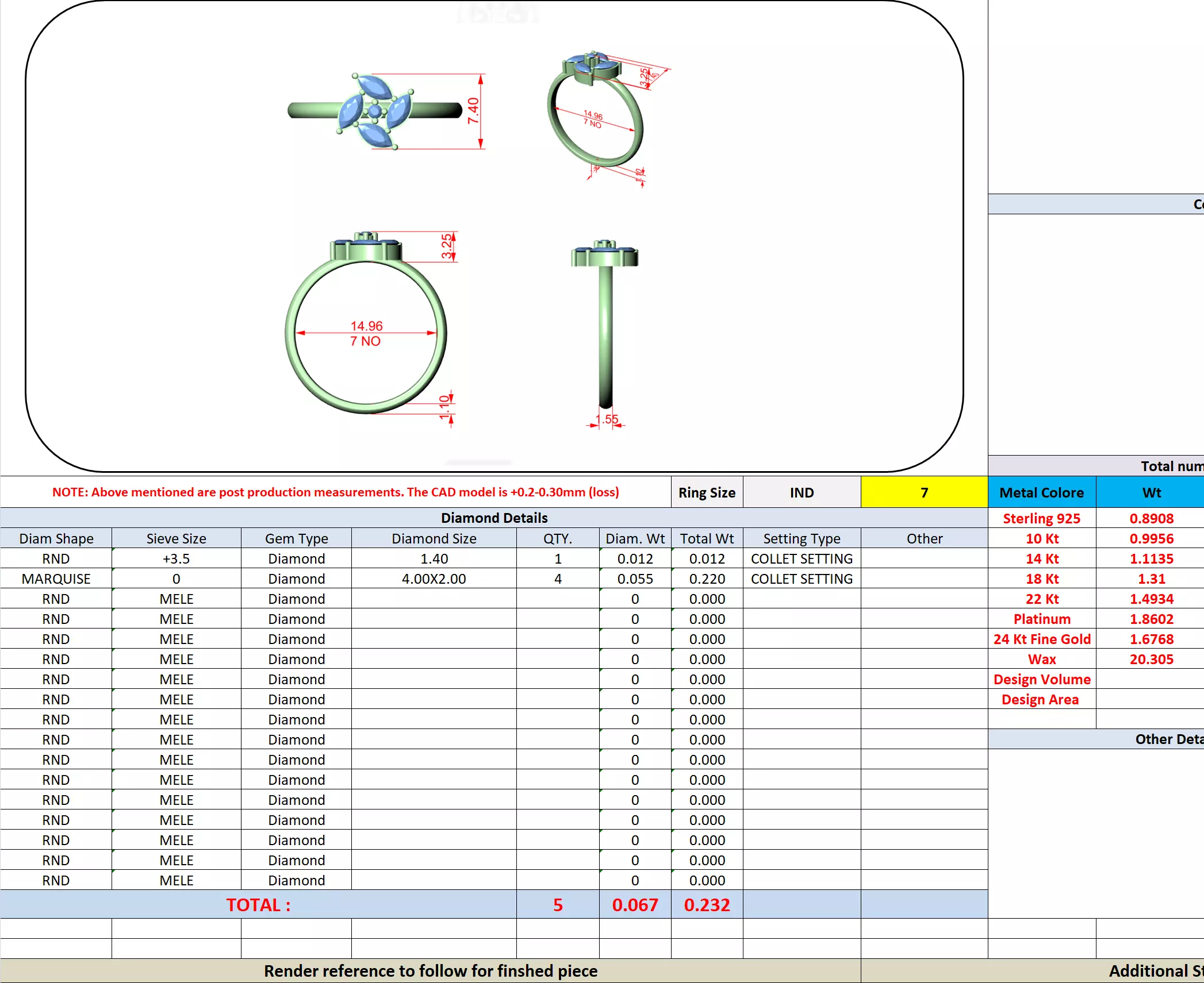  Marquise and Round Diamond Engagement Woman Ring 3DM STL Video 3D print model_13