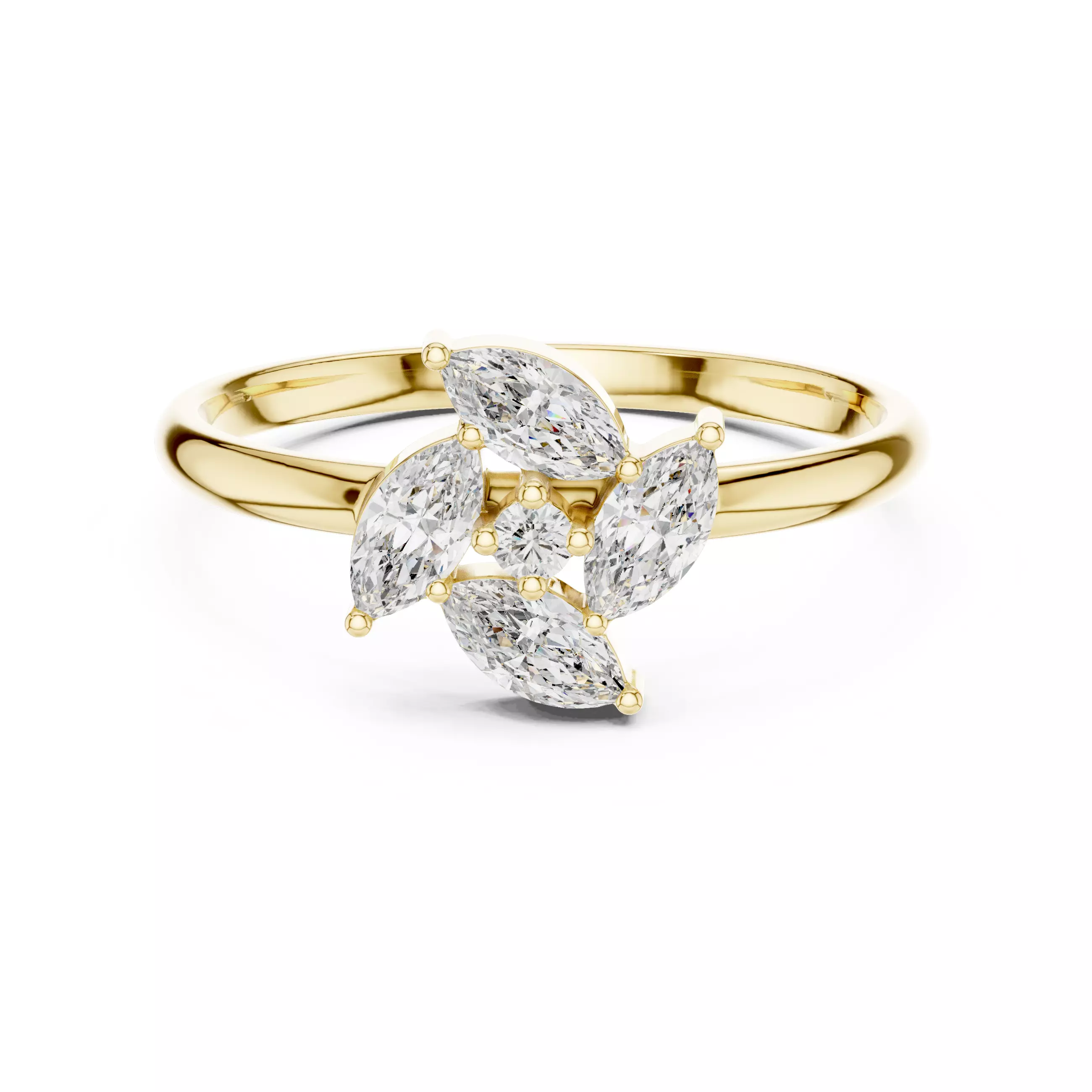  Marquise and Round Diamond Engagement Woman Ring 3DM STL Video 3D print model_1