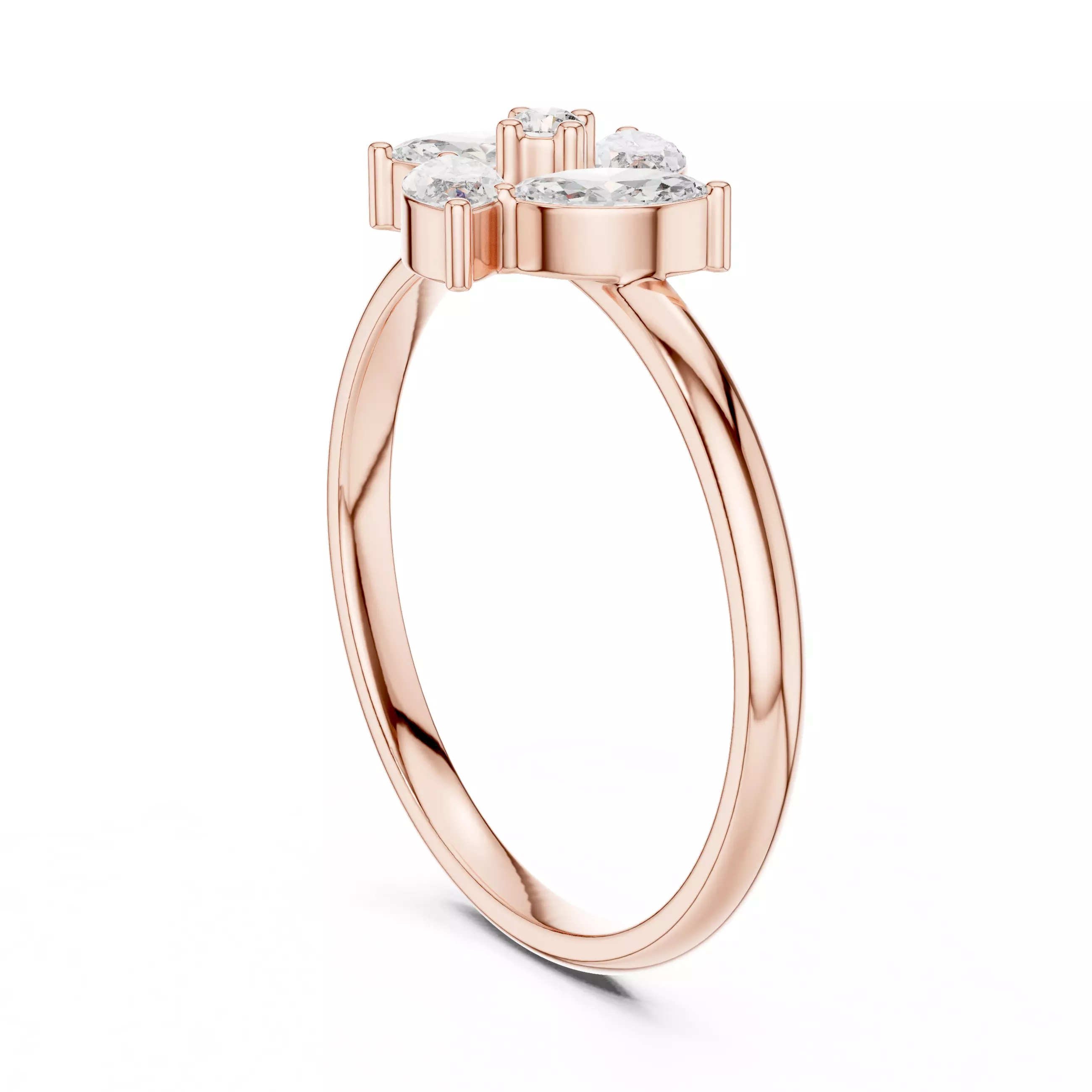  Marquise and Round Diamond Engagement Woman Ring 3DM STL Video 3D print model_3