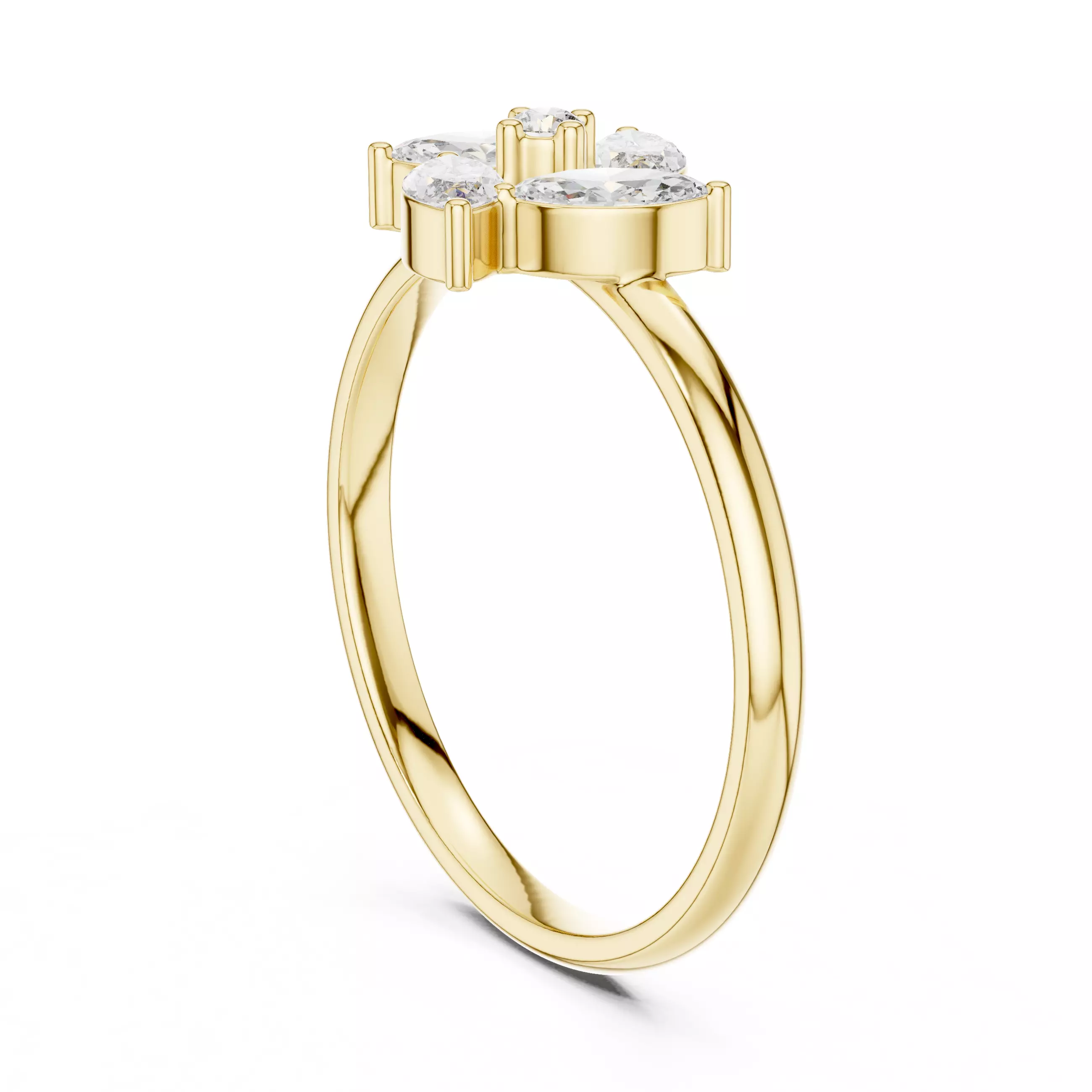  Marquise and Round Diamond Engagement Woman Ring 3DM STL Video 3D print model_6