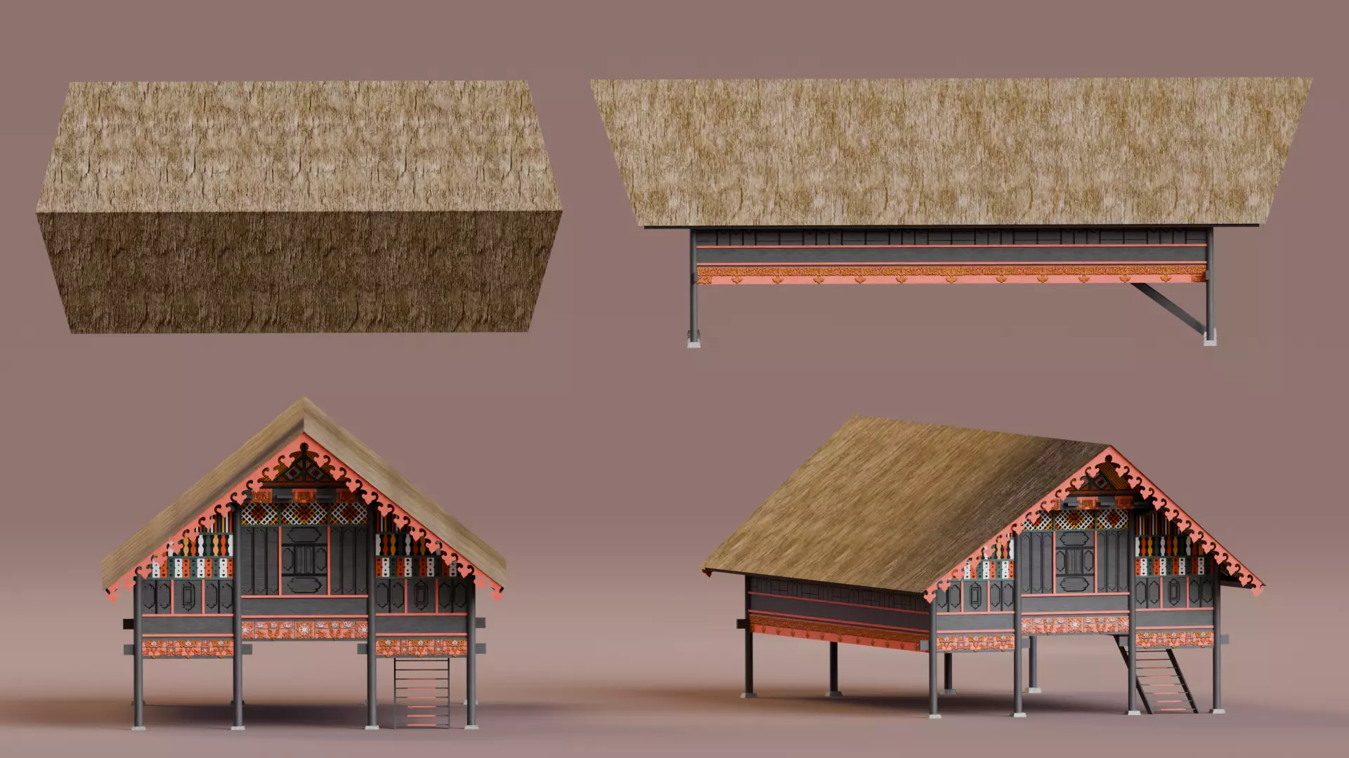 Traditional Houses - Rumah Krong Bade Low-poly 3D model_7