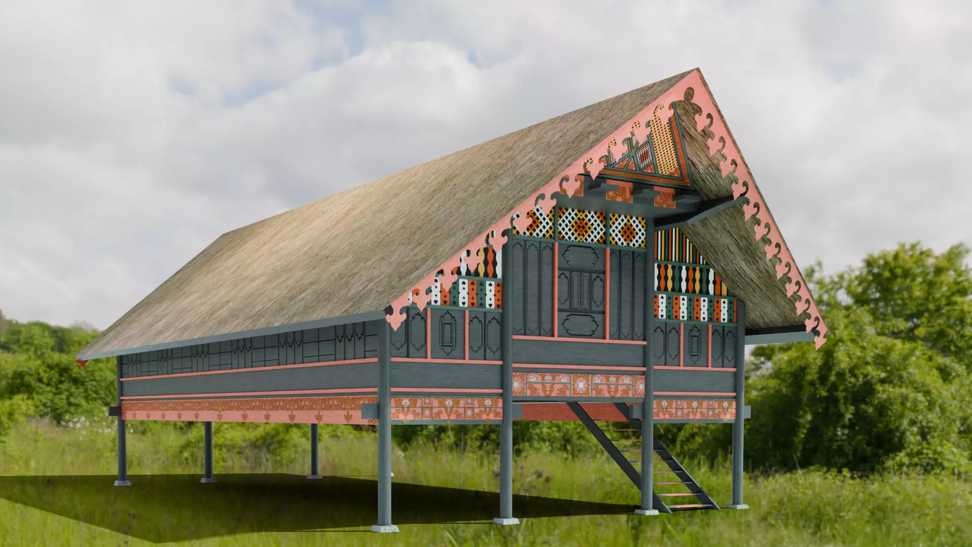 Traditional Houses - Rumah Krong Bade Low-poly 3D model_3