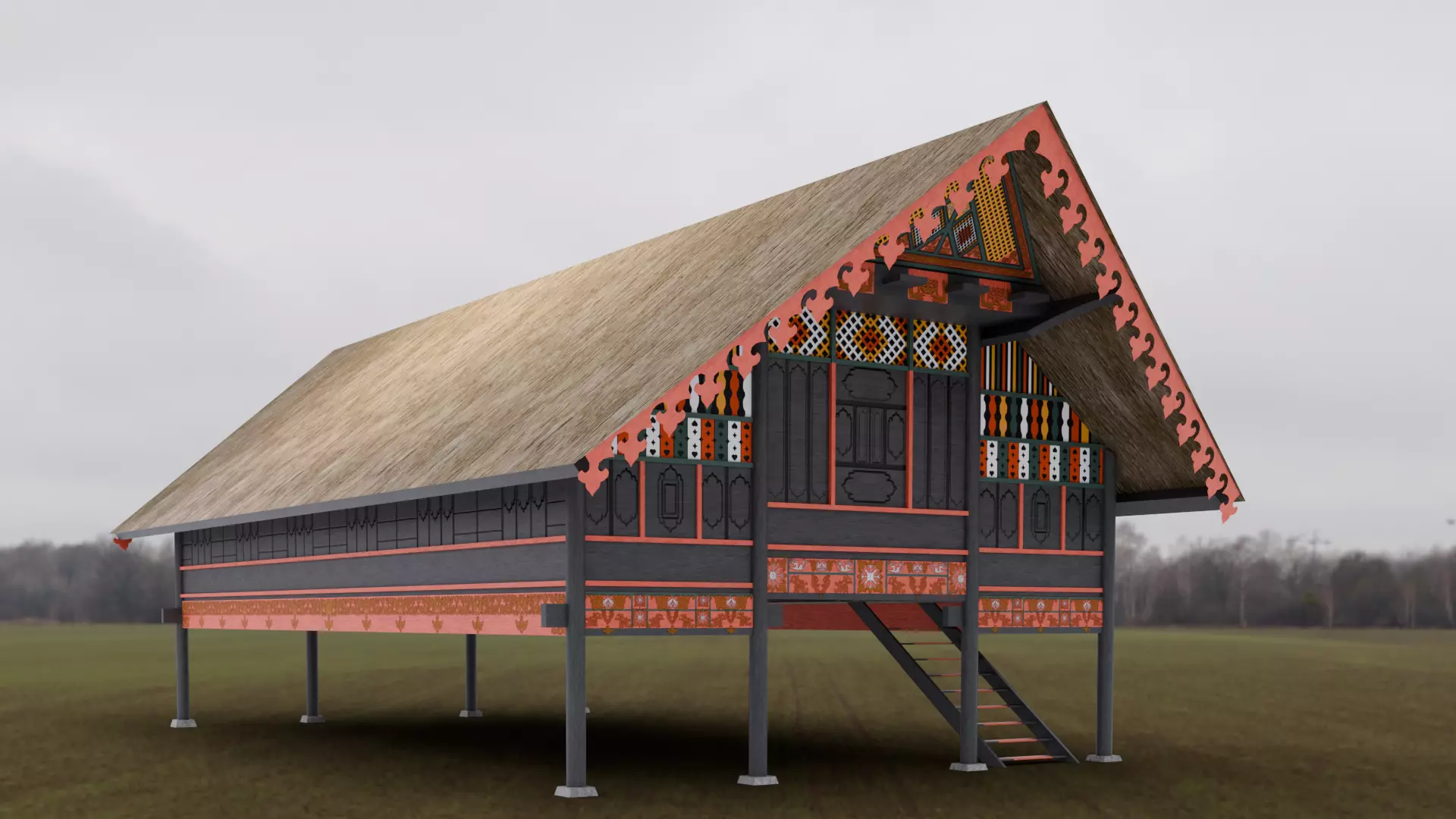 Traditional Houses - Rumah Krong Bade Low-poly 3D model_5