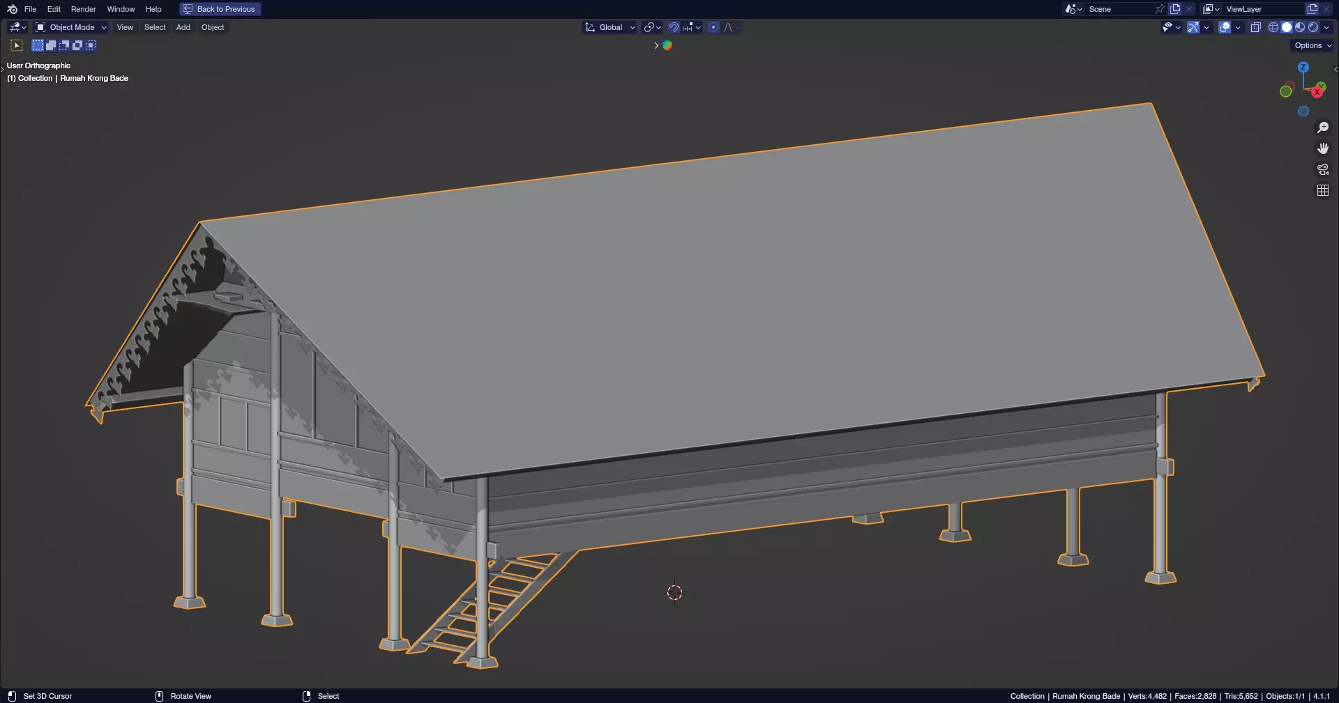 Traditional Houses - Rumah Krong Bade Low-poly 3D model_9