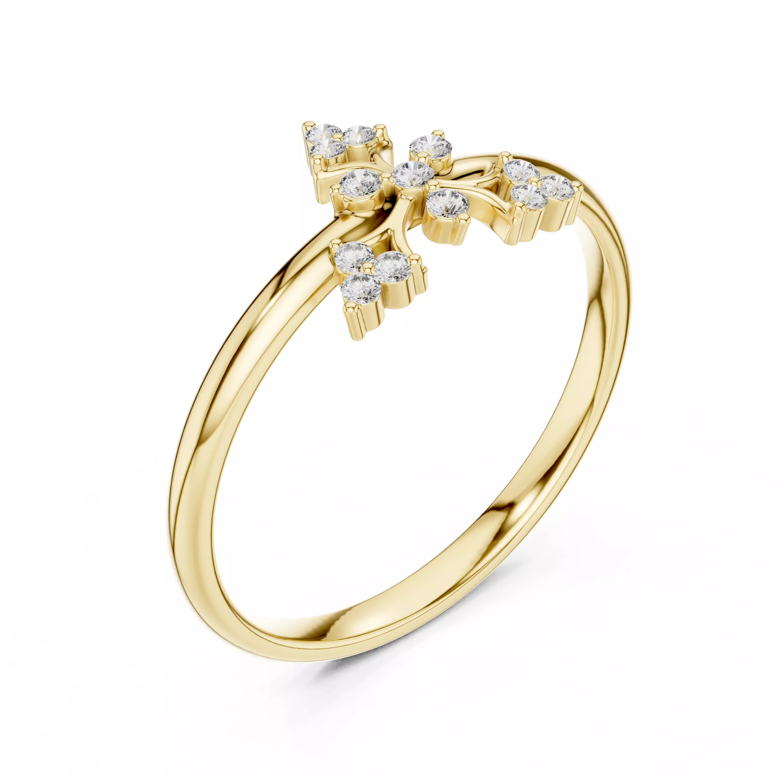 Round Cut Cluster Diamond Engagement Wedding Ring 3DM STL Video 3D print model_7