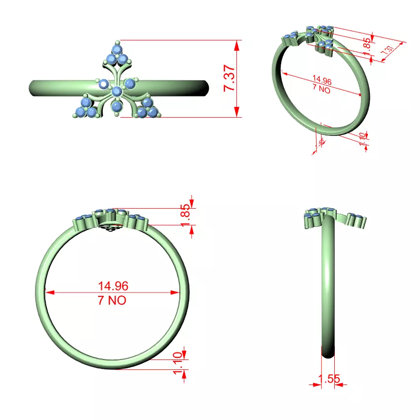 Round Cut Cluster Diamond Engagement Wedding Ring 3DM STL Video 3D print model_12