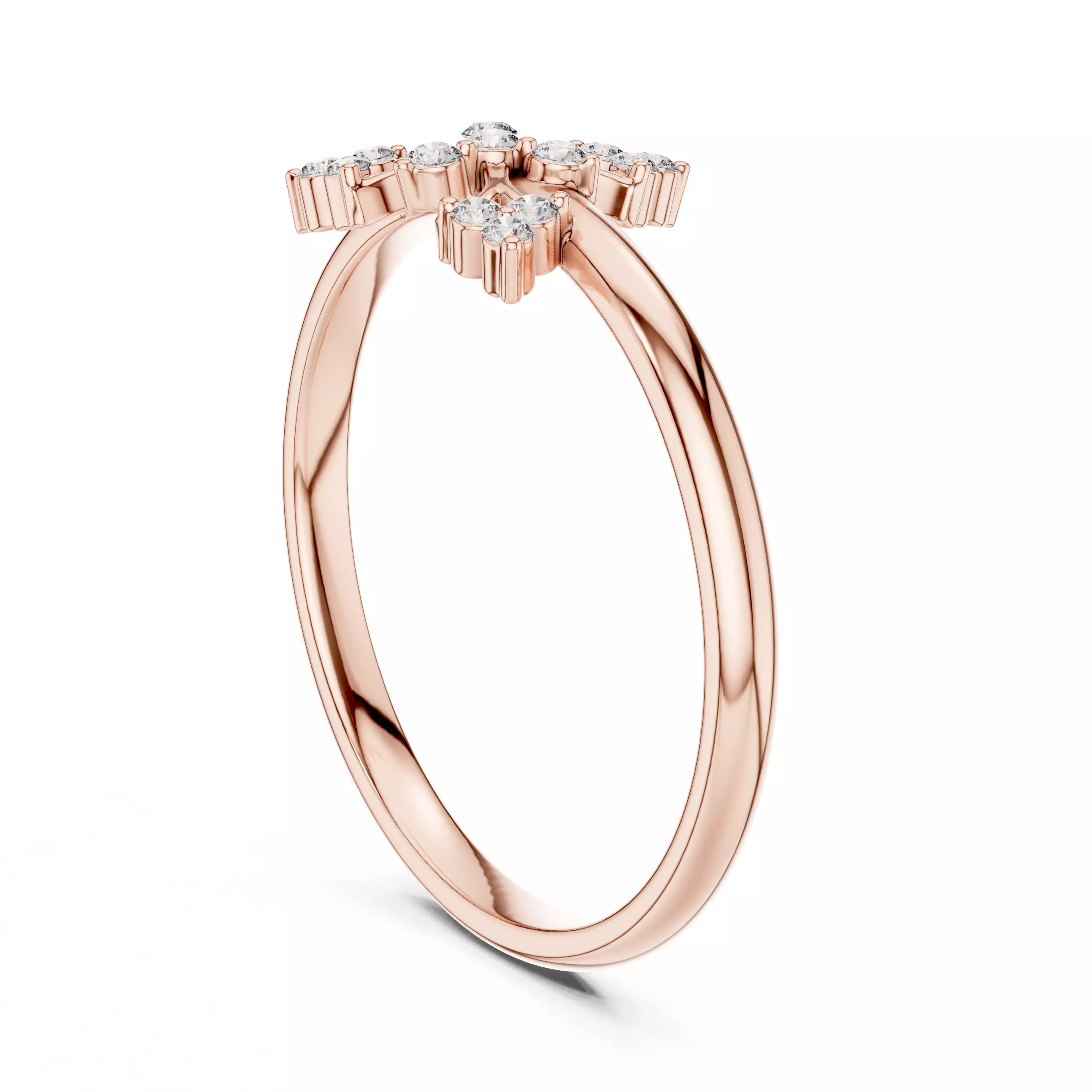 Round Cut Cluster Diamond Engagement Wedding Ring 3DM STL Video 3D print model_3