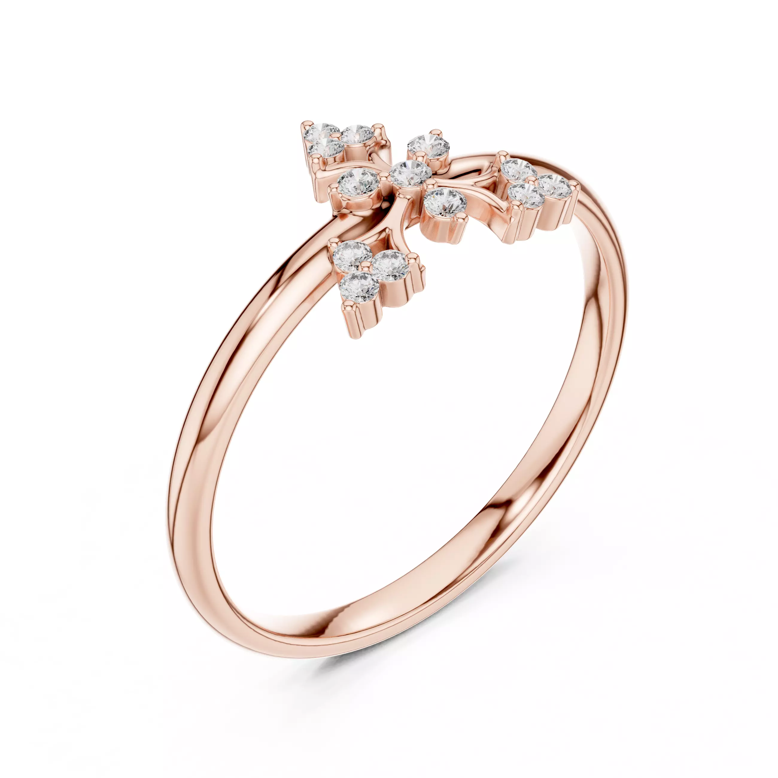 Round Cut Cluster Diamond Engagement Wedding Ring 3DM STL Video 3D print model_4