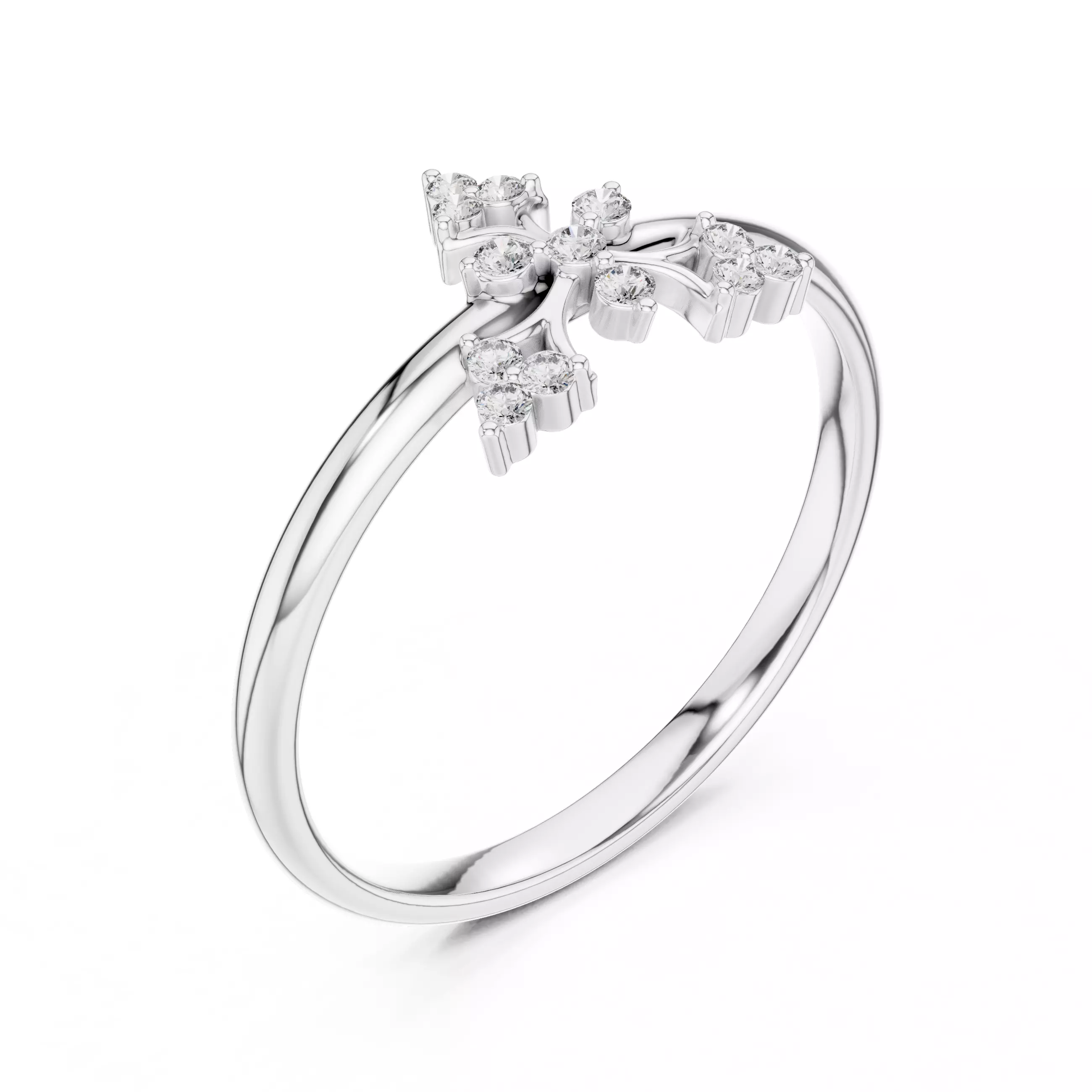 Round Cut Cluster Diamond Engagement Wedding Ring 3DM STL Video 3D print model_10