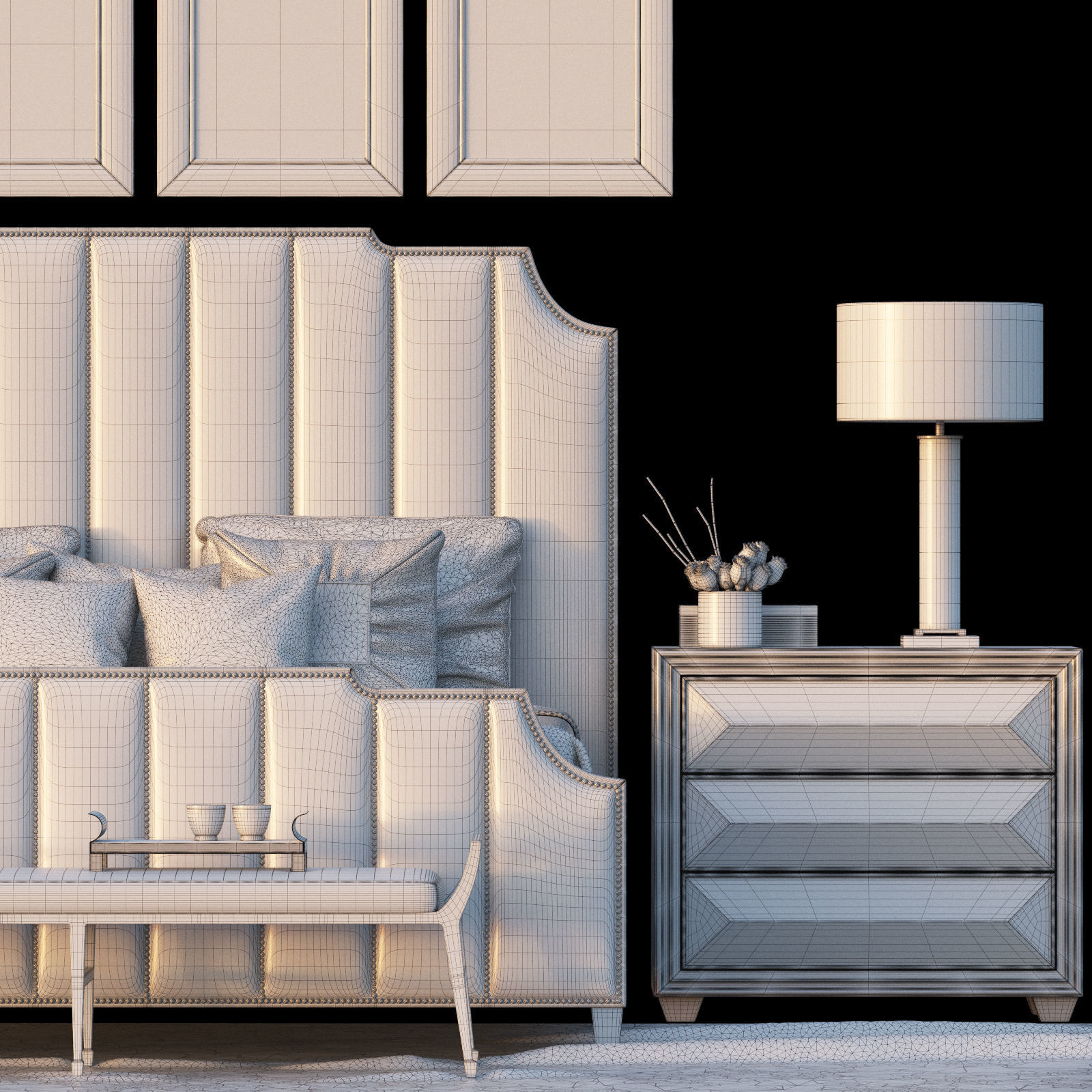 bernhardt and restoration hardware bed set 3D model_6