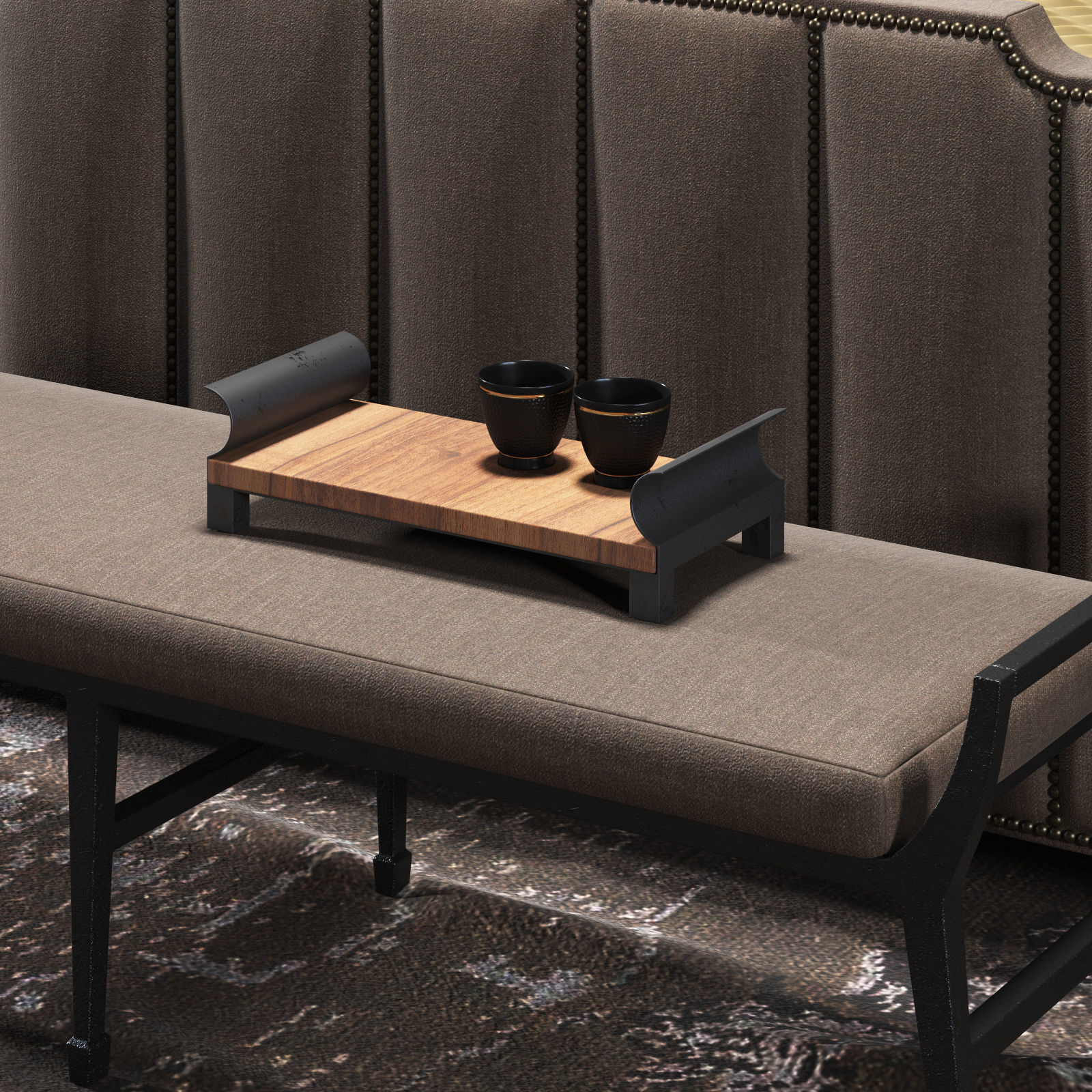 bernhardt and restoration hardware bed set 3D model_3