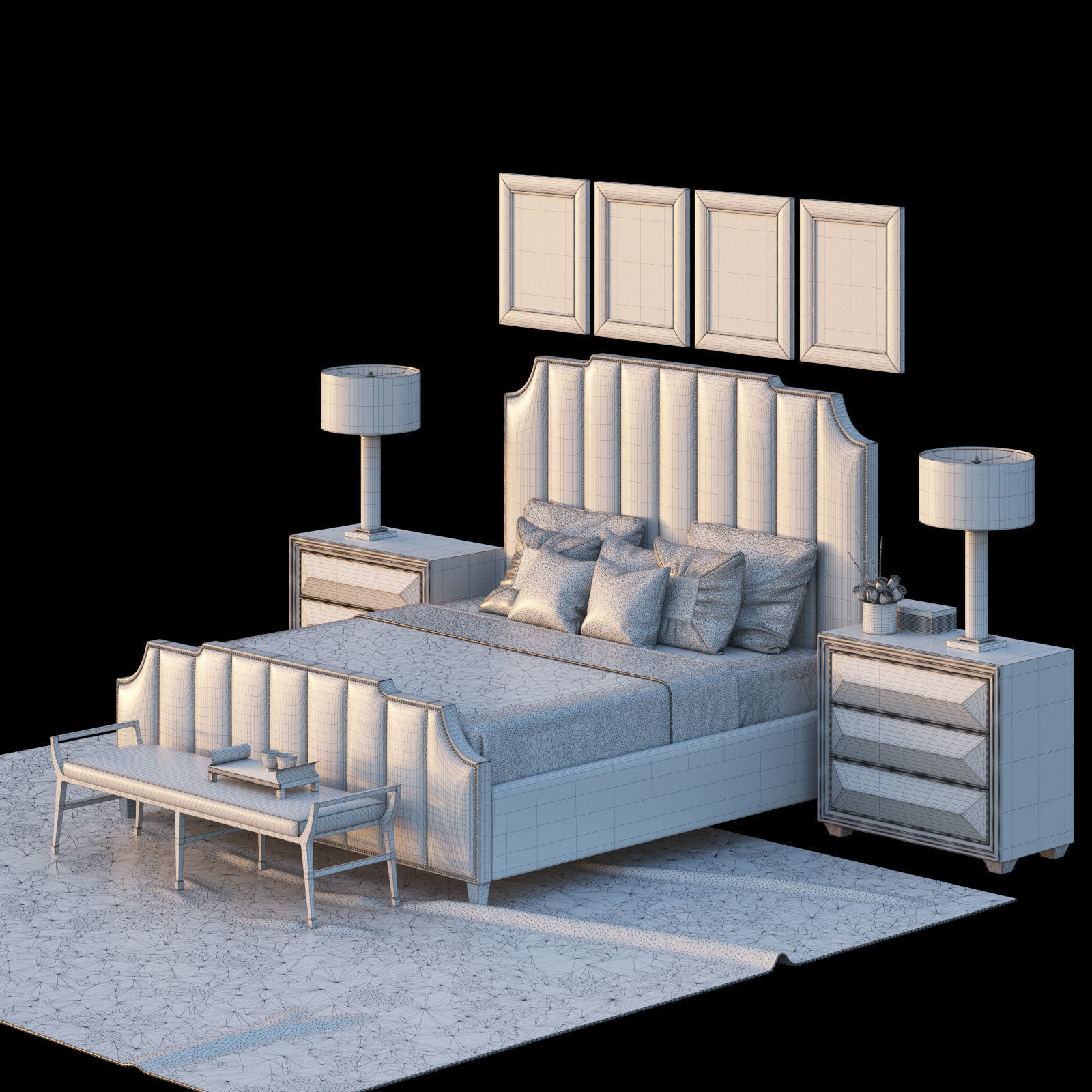bernhardt and restoration hardware bed set 3D model_5