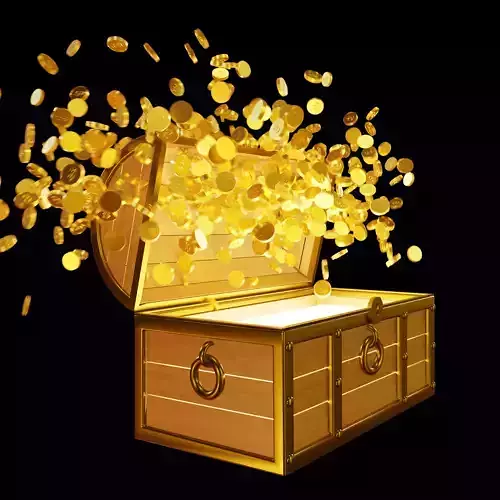 Treasure Chest with Gold Coins 3D Fantasy Prop  Game Asset