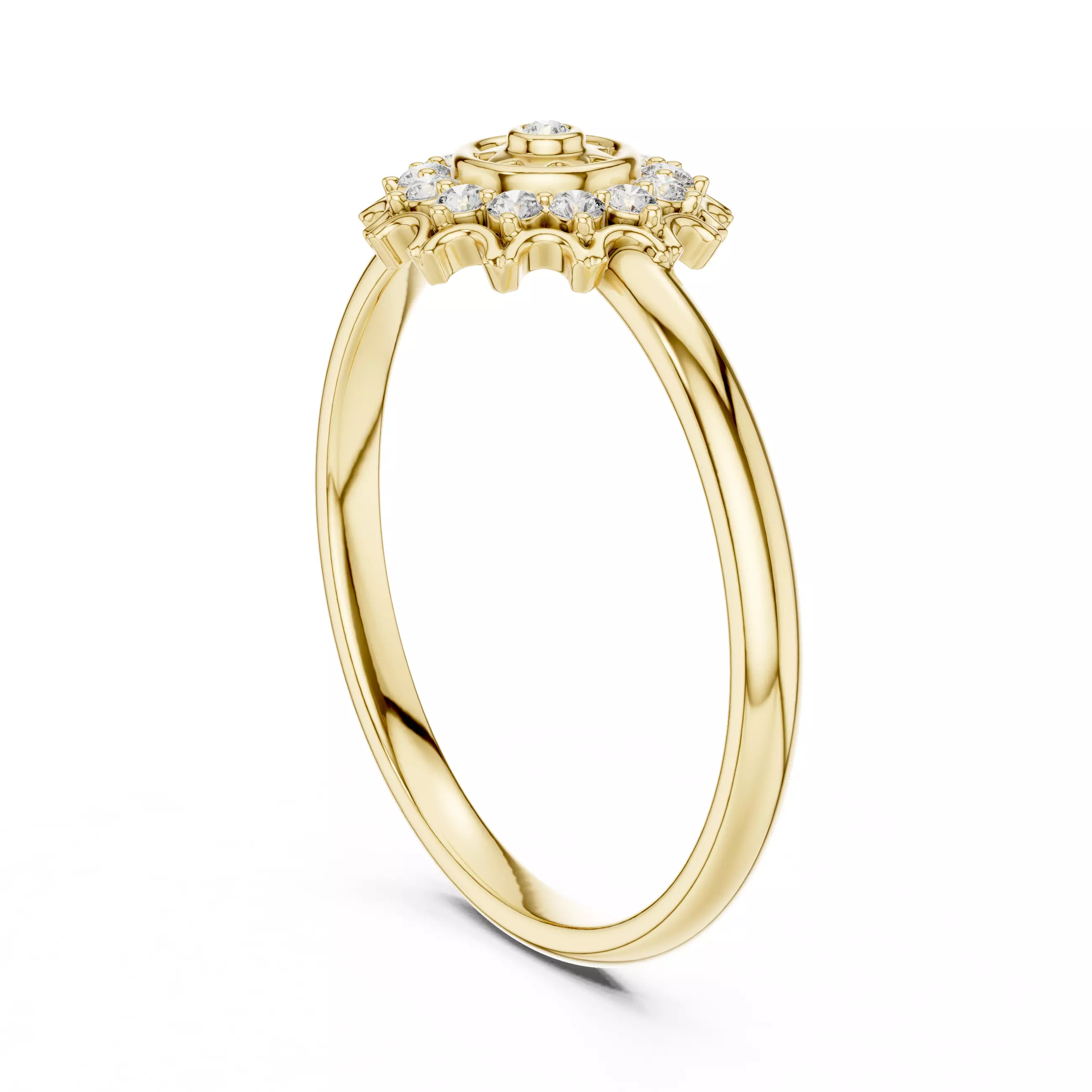 Round Bezel Set Designer Halo Diamond Wedding Ring 3DM STL Video 3D print model_6