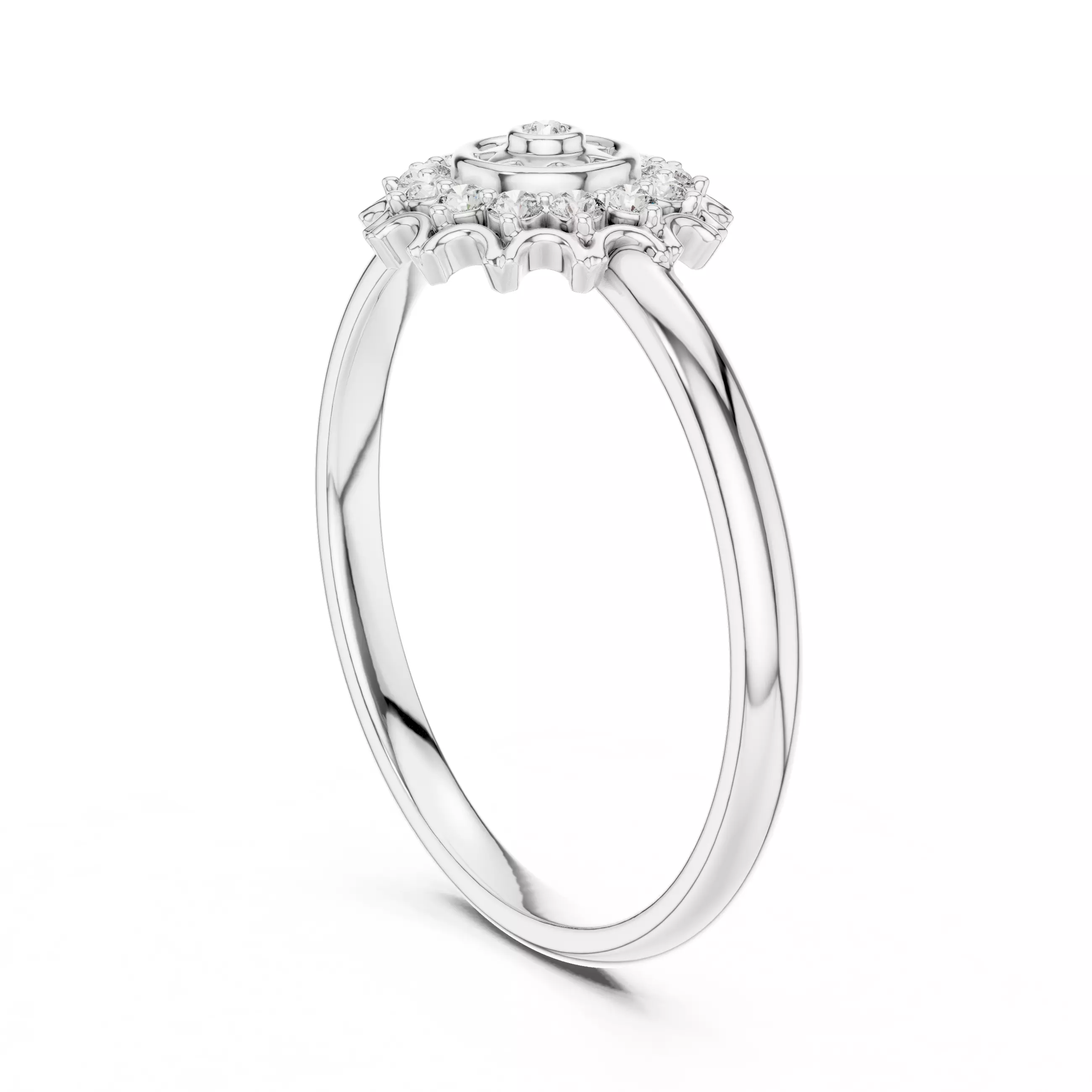 Round Bezel Set Designer Halo Diamond Wedding Ring 3DM STL Video 3D print model_9