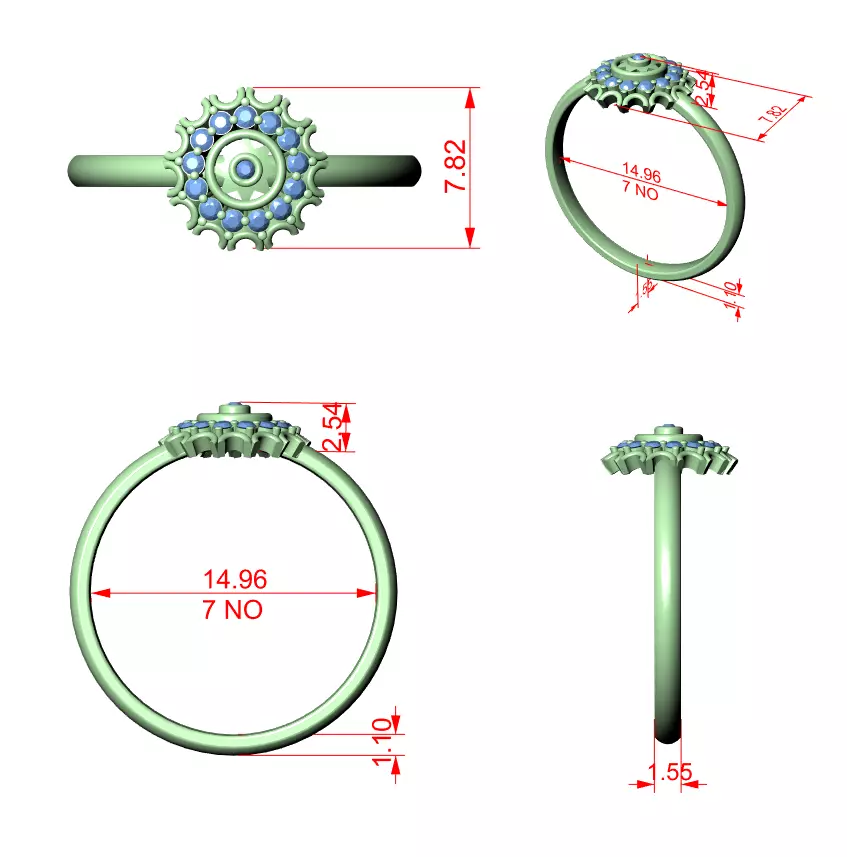 Round Bezel Set Designer Halo Diamond Wedding Ring 3DM STL Video 3D print model_12