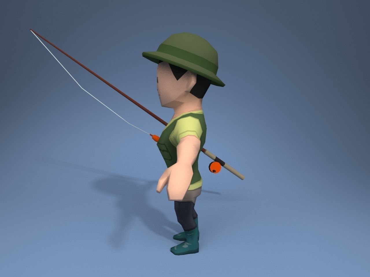 Medieval Fisherman Low-poly 3D model_3