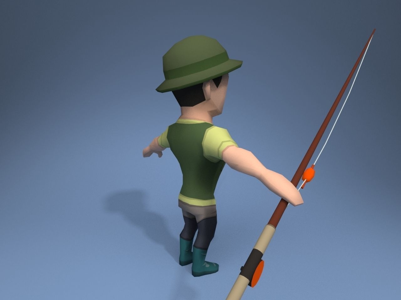 Medieval Fisherman Low-poly 3D model_6
