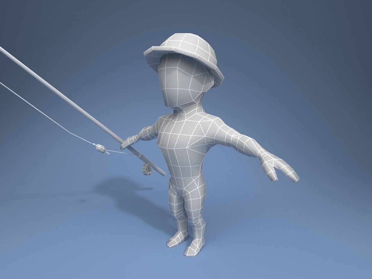 Medieval Fisherman Low-poly 3D model_9